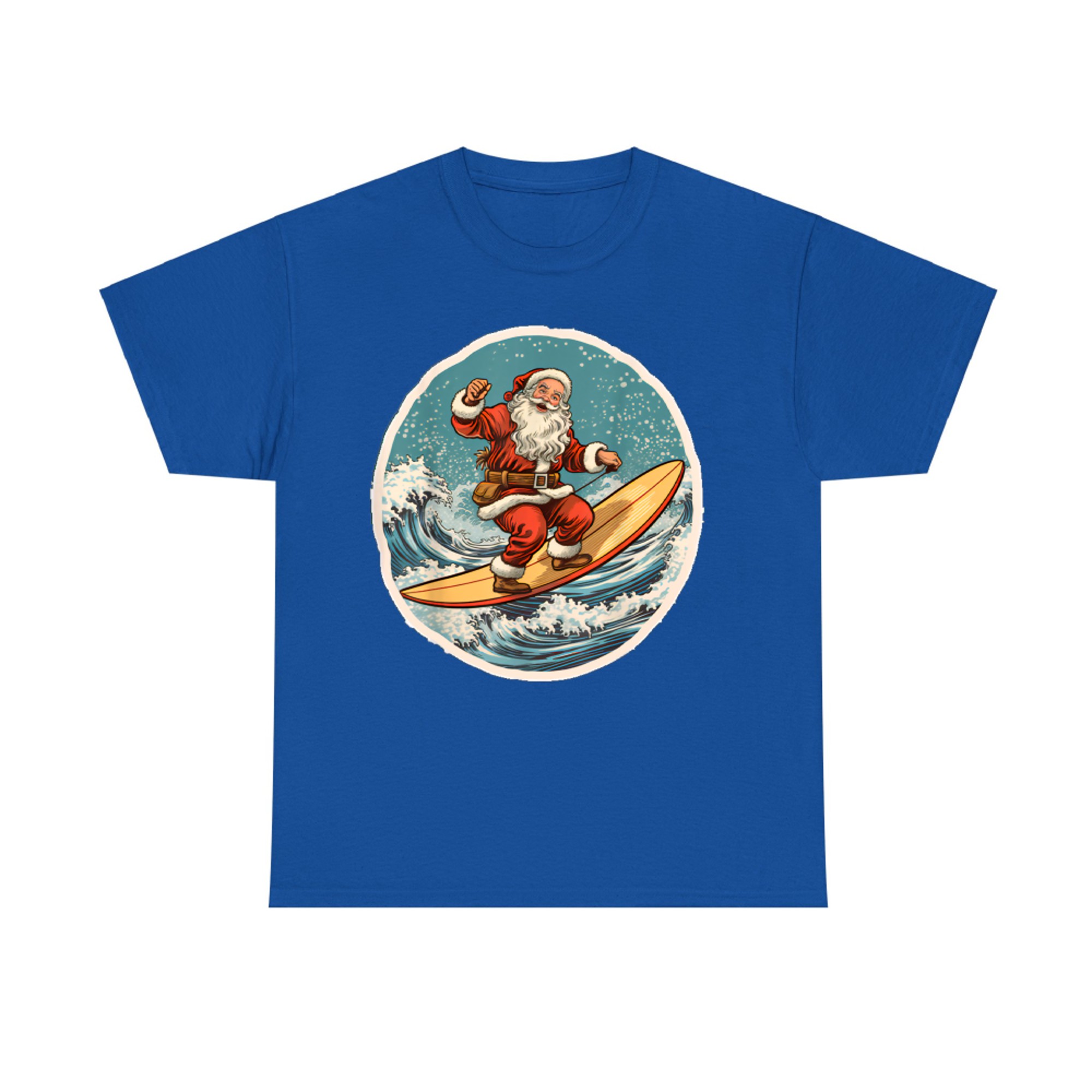 Surfing Santa on Surfboard Christmas in July Summer Surf T-Shirt