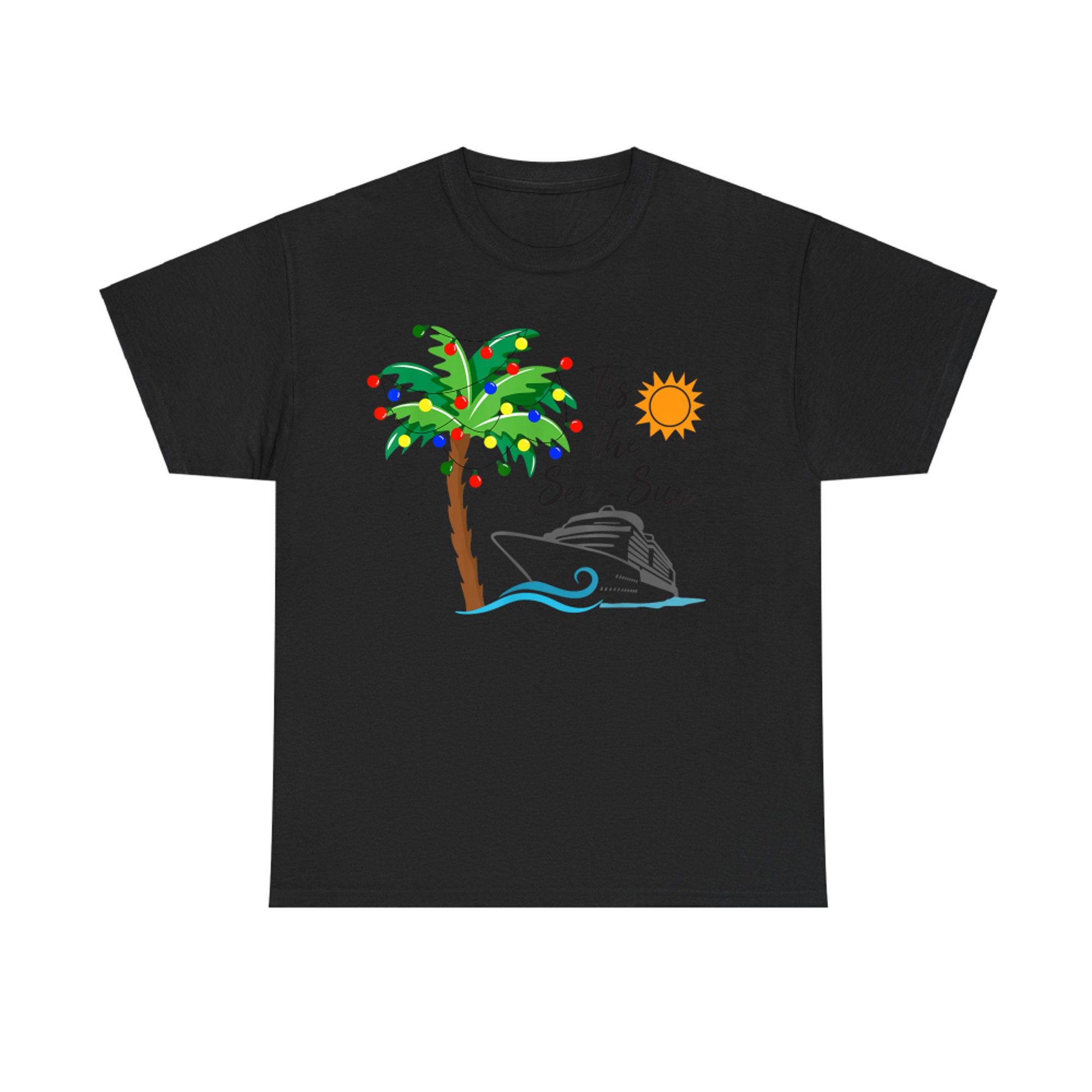 Tis the Sea Sun Christmas in July Beach Summer Cruise Squad T-Shirt