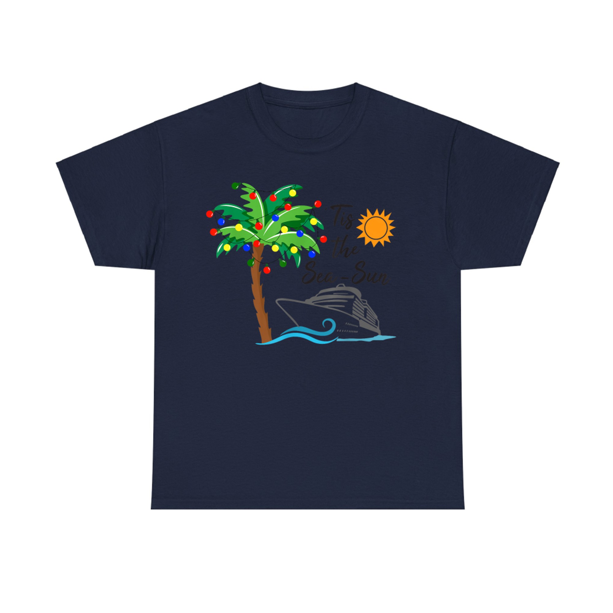 Tis the Sea Sun Christmas in July Beach Summer Cruise Squad T-Shirt