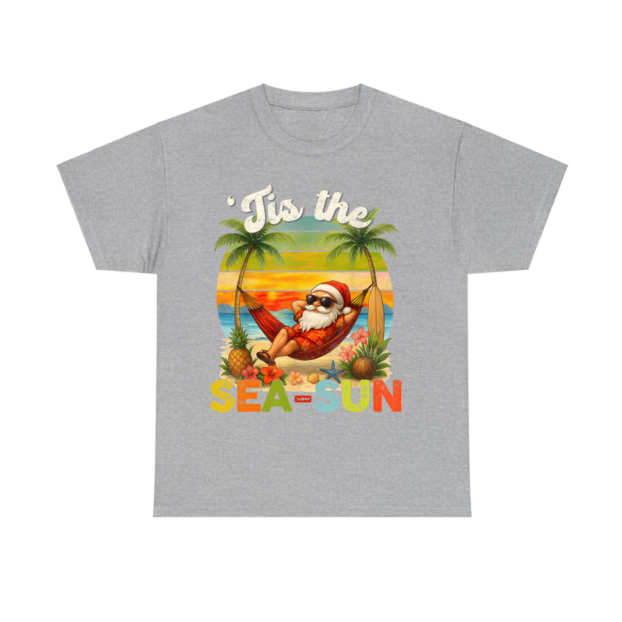 Tis The Sea-Sun Funny Christmas In July Hawaii Santa Beach T-Shirt