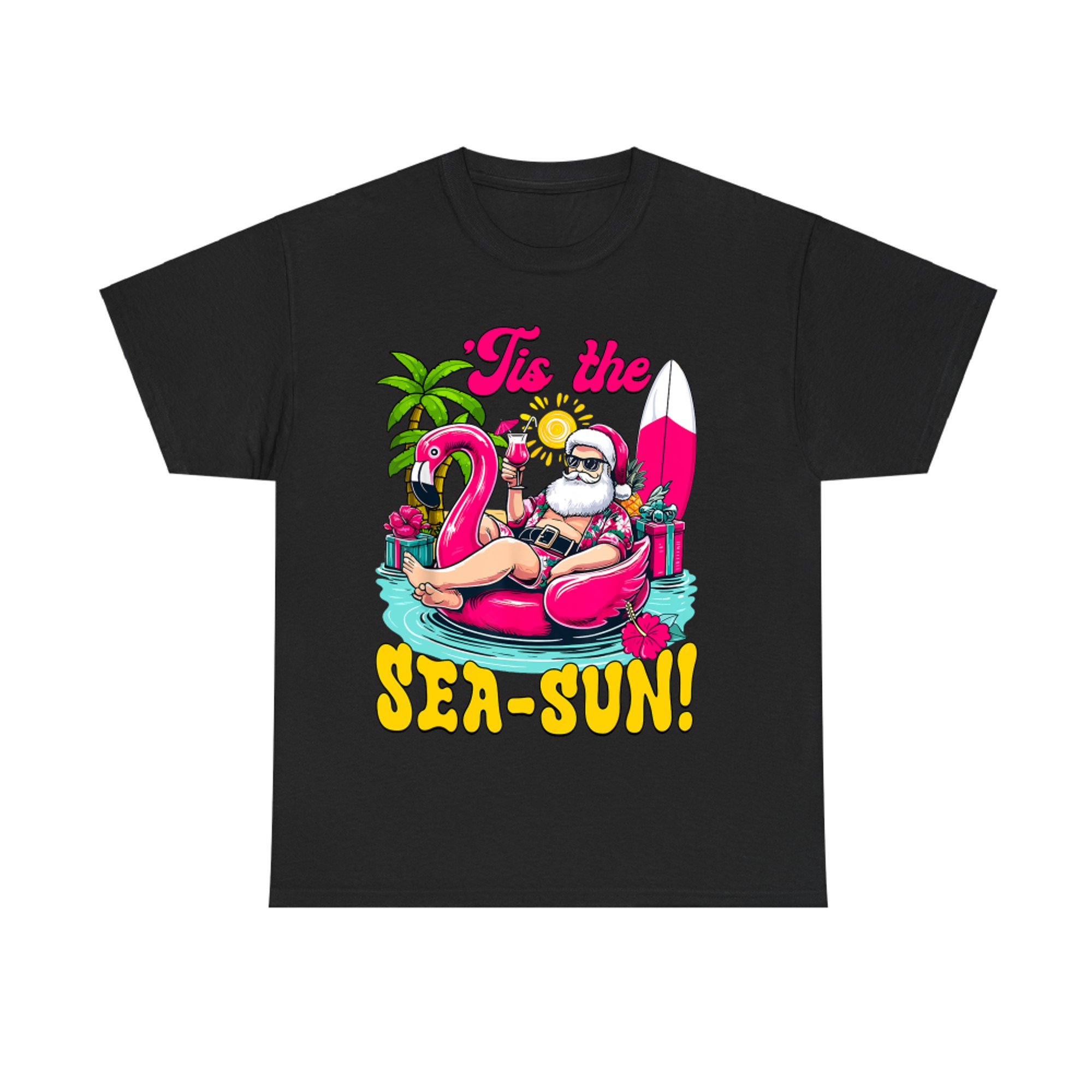 Tis The Sea Sun Santa Beach Summer Santa Claus Summer Chill T-Shirt