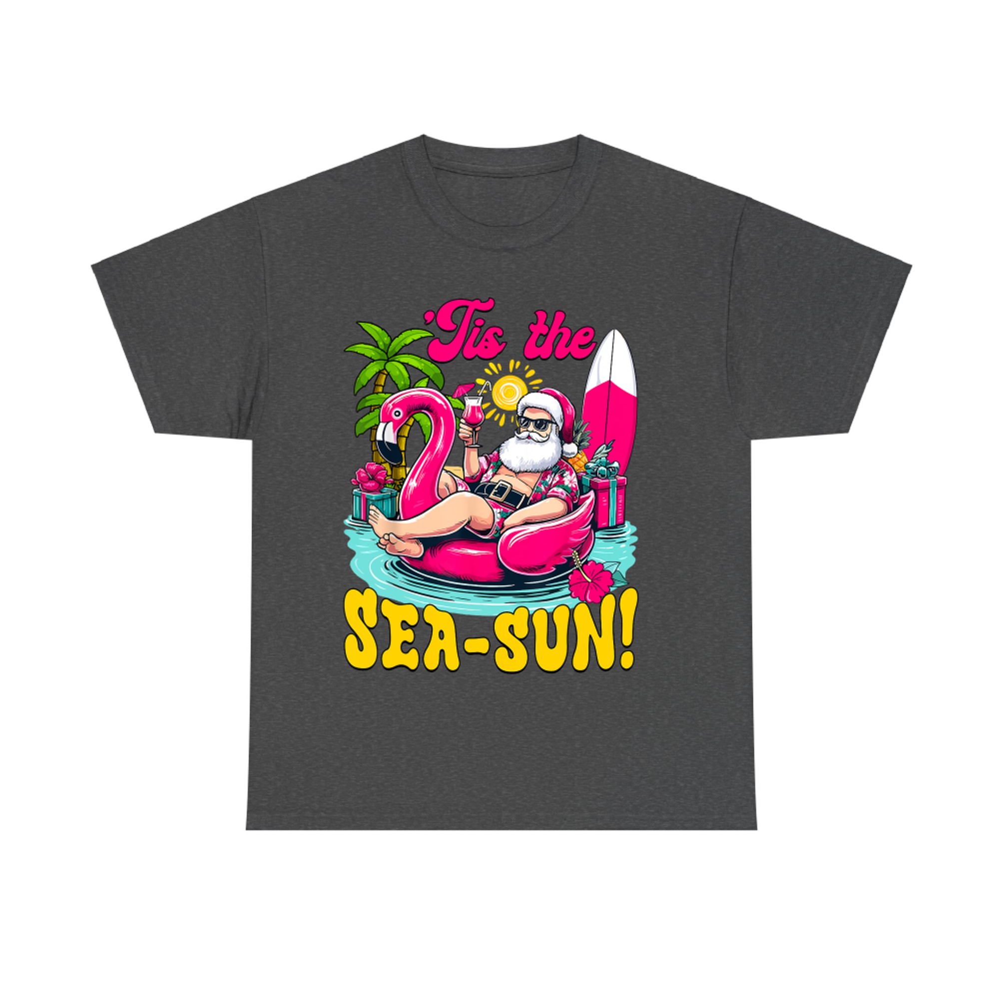 Tis The Sea Sun Santa Beach Summer Santa Claus Summer Chill T-Shirt
