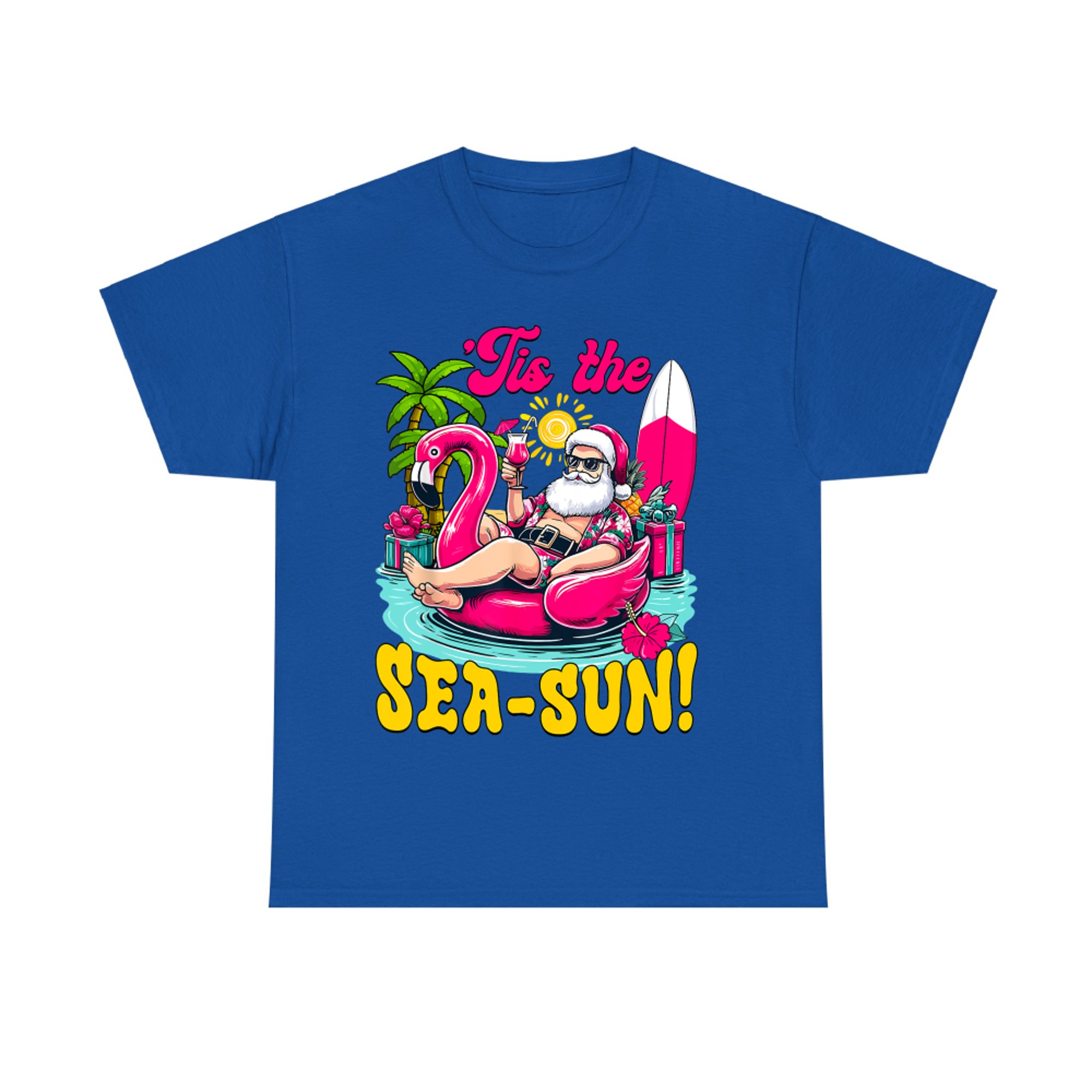 Tis The Sea Sun Santa Beach Summer Santa Claus Summer Chill T-Shirt
