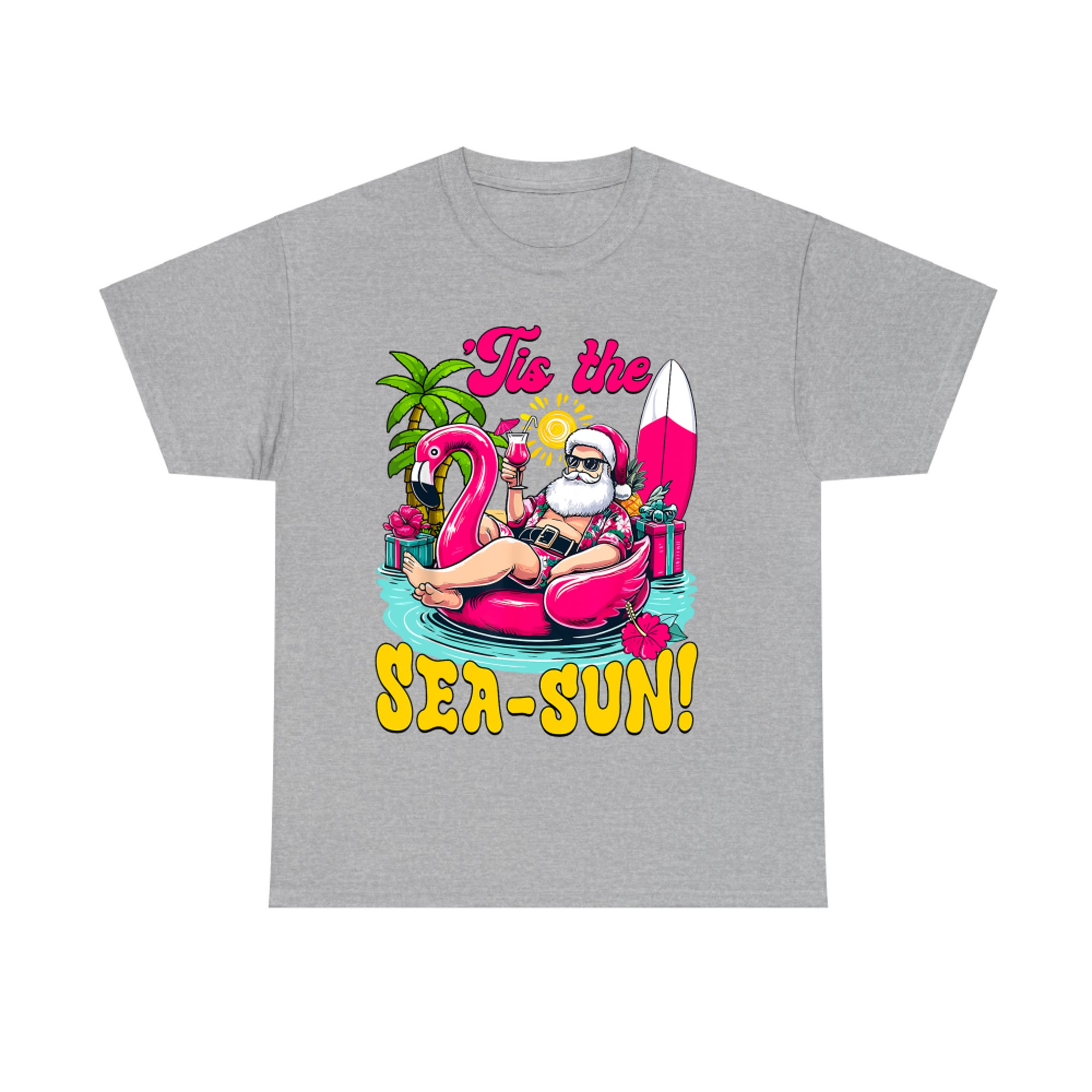 Tis The Sea Sun Santa Beach Summer Santa Claus Summer Chill T-Shirt