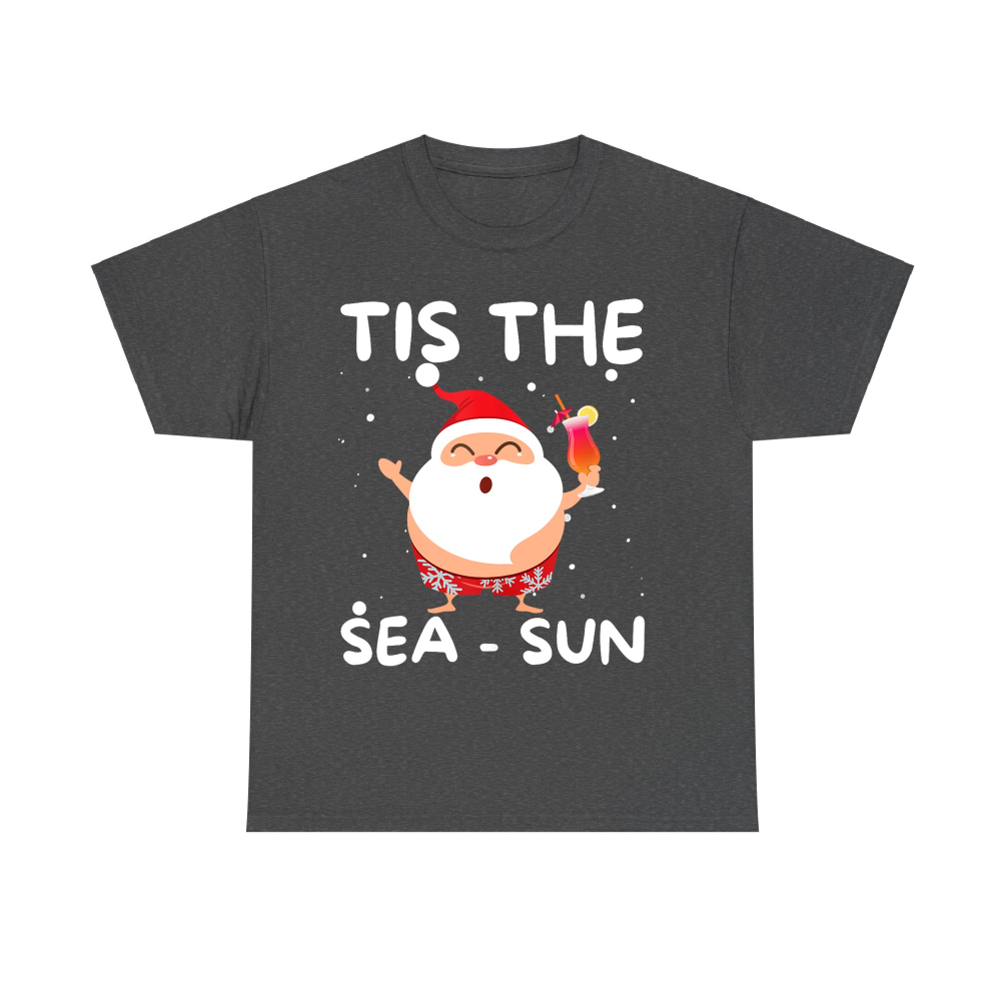 Tis The Sea Sun Santa Christmas In July Funny Santa Summer T-Shirt