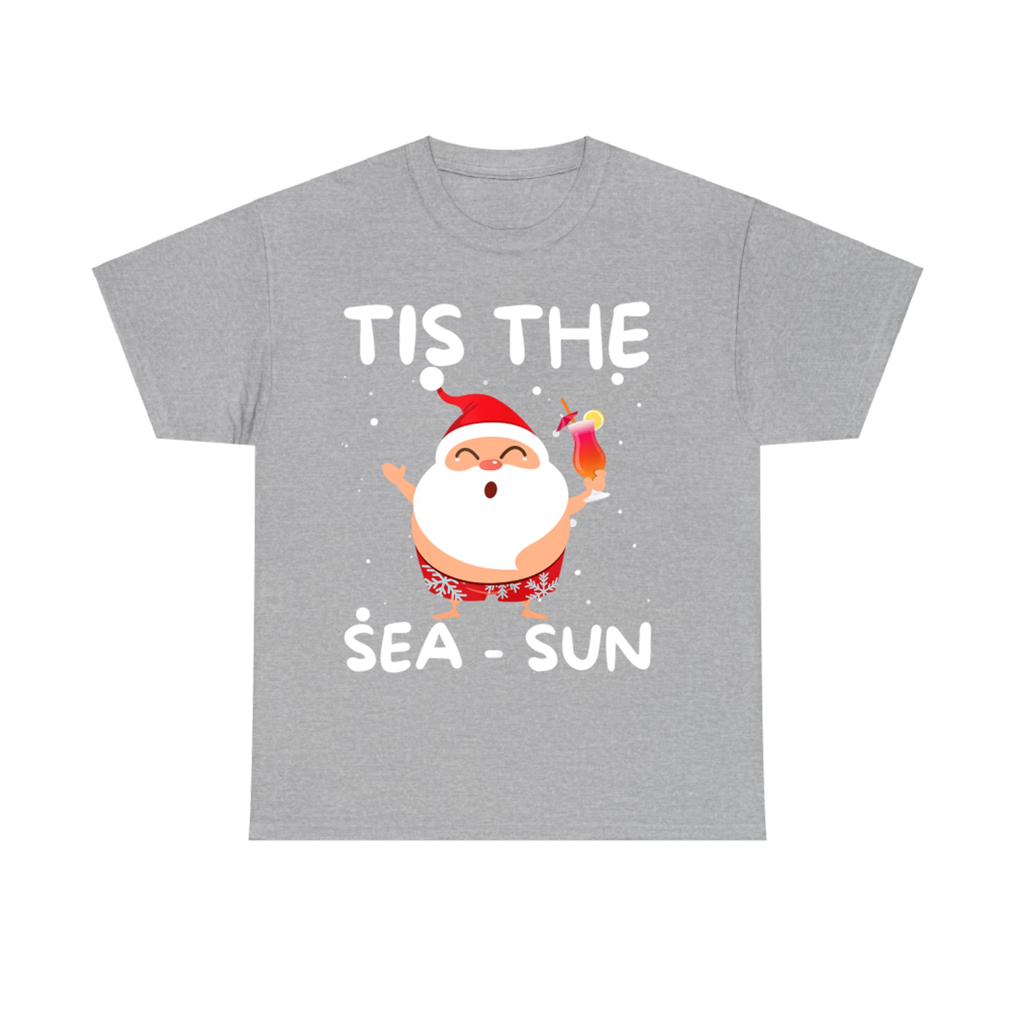 Tis The Sea Sun Santa Christmas In July Funny Santa Summer T-Shirt