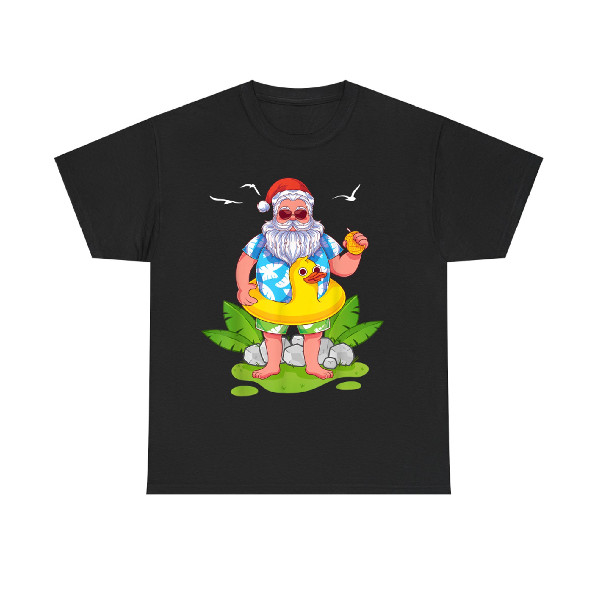 Tropical Summer Funny Hawaiian Santa Claus Christmas In July T-Shirt