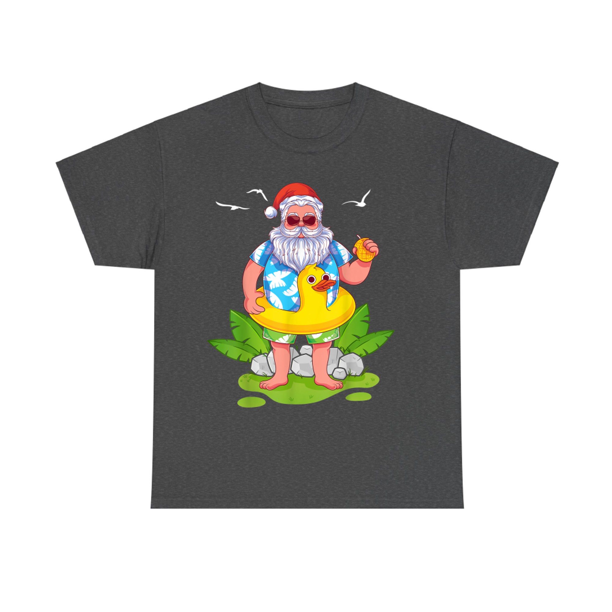 Tropical Summer Funny Hawaiian Santa Claus Christmas In July T-Shirt