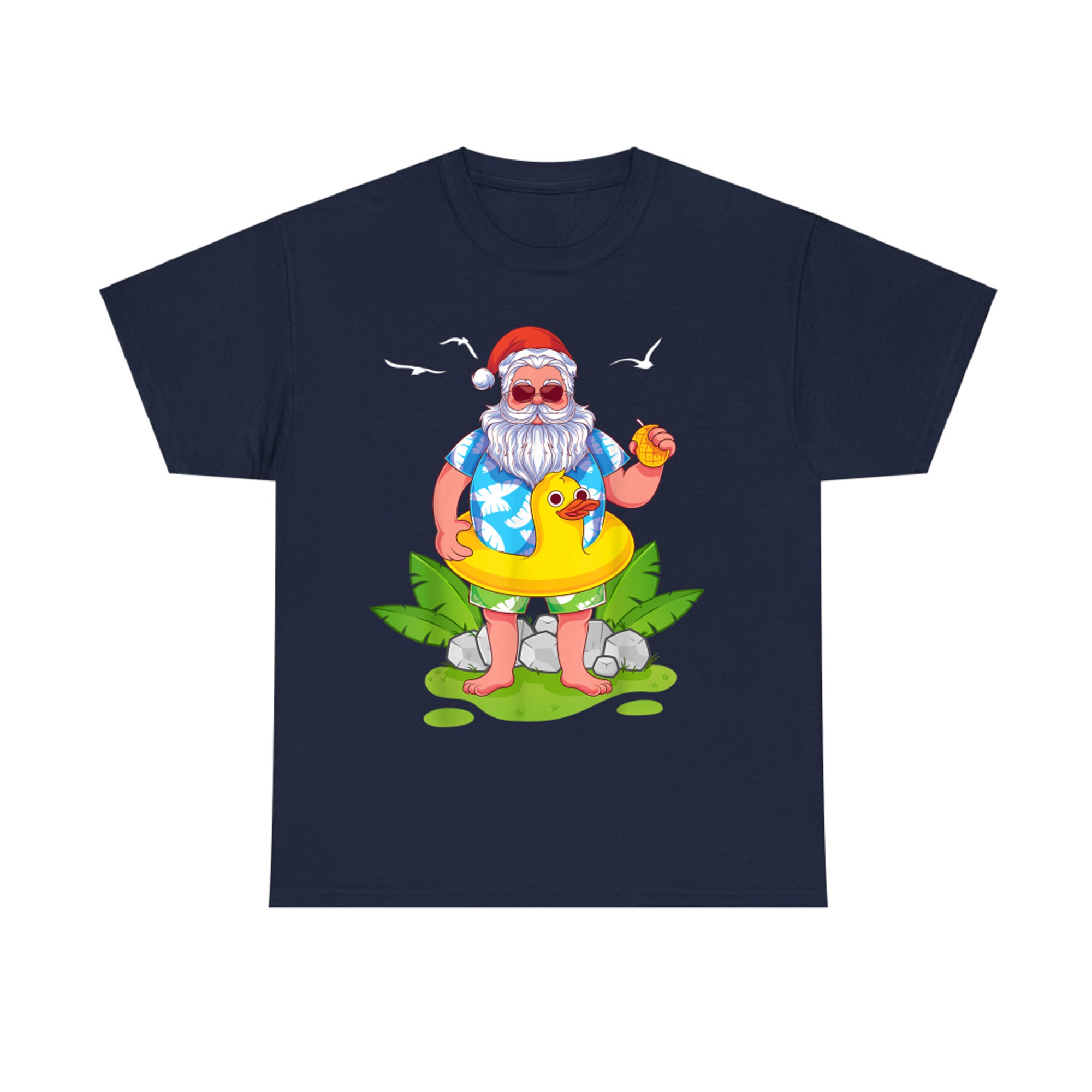 Tropical Summer Funny Hawaiian Santa Claus Christmas In July T-Shirt