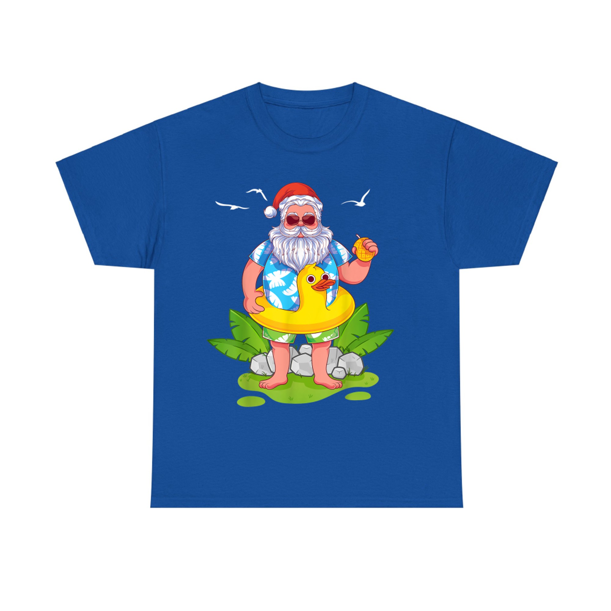 Tropical Summer Funny Hawaiian Santa Claus Christmas In July T-Shirt