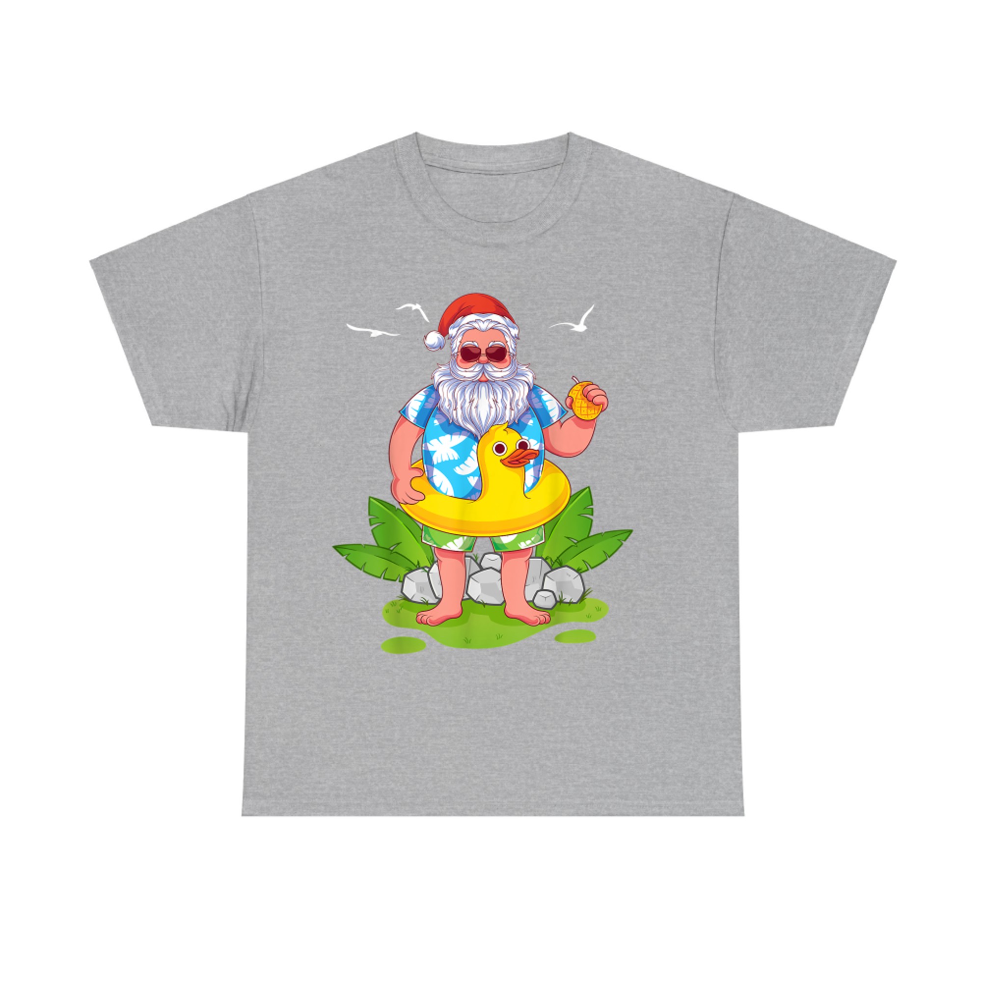 Tropical Summer Funny Hawaiian Santa Claus Christmas In July T-Shirt