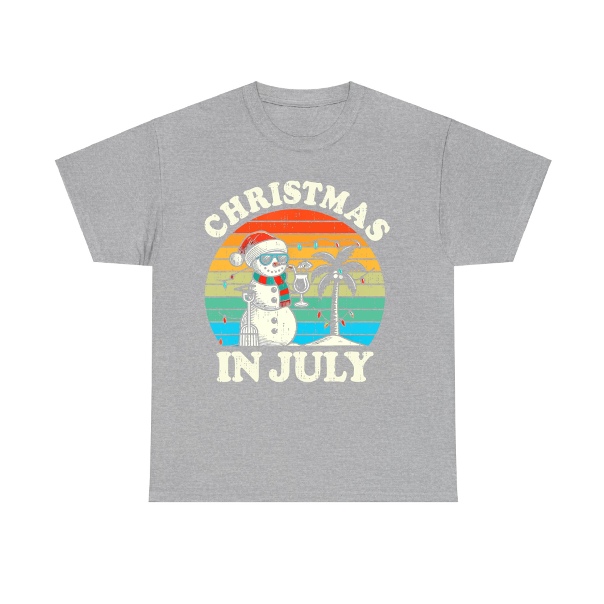 Vintage Christmas In July Snowman Summer Beach Vacation Xmas T-Shirt