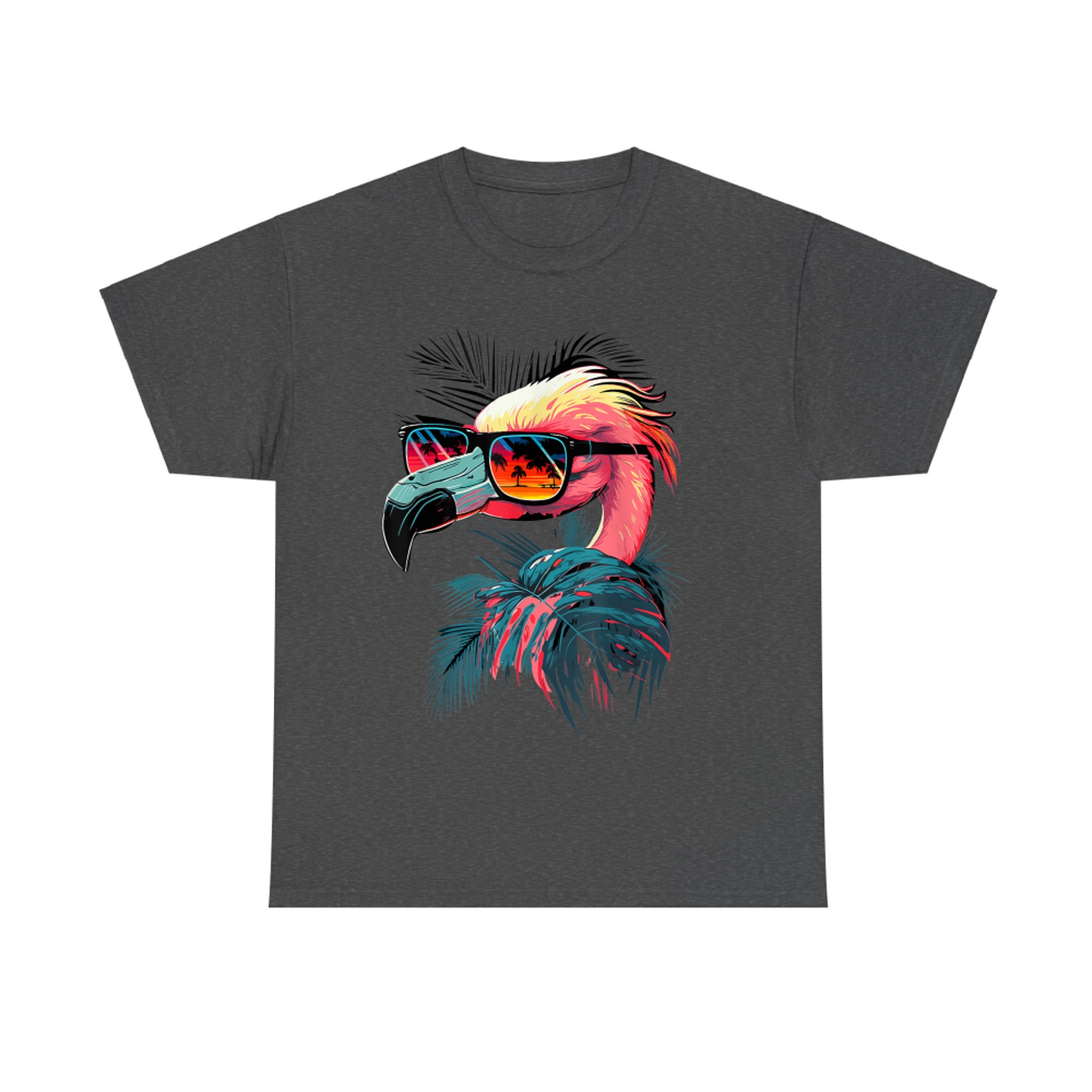 Cute Flamingo in Sunglasses Retro Vintage Funny Beach Summer T-Shirt
