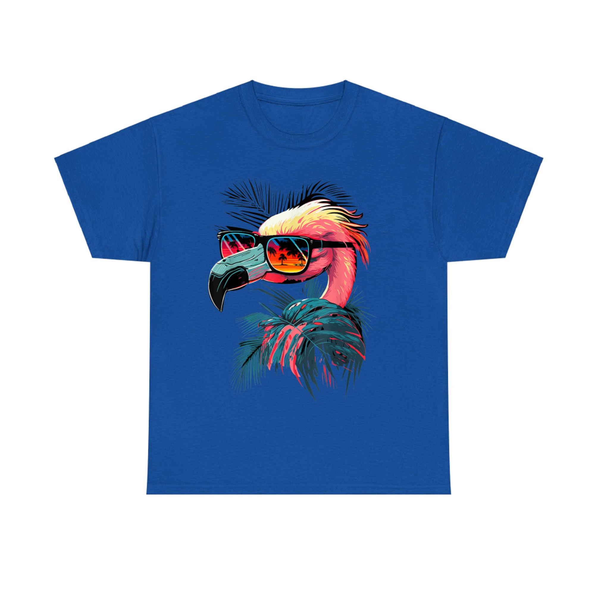 Cute Flamingo in Sunglasses Retro Vintage Funny Beach Summer T-Shirt