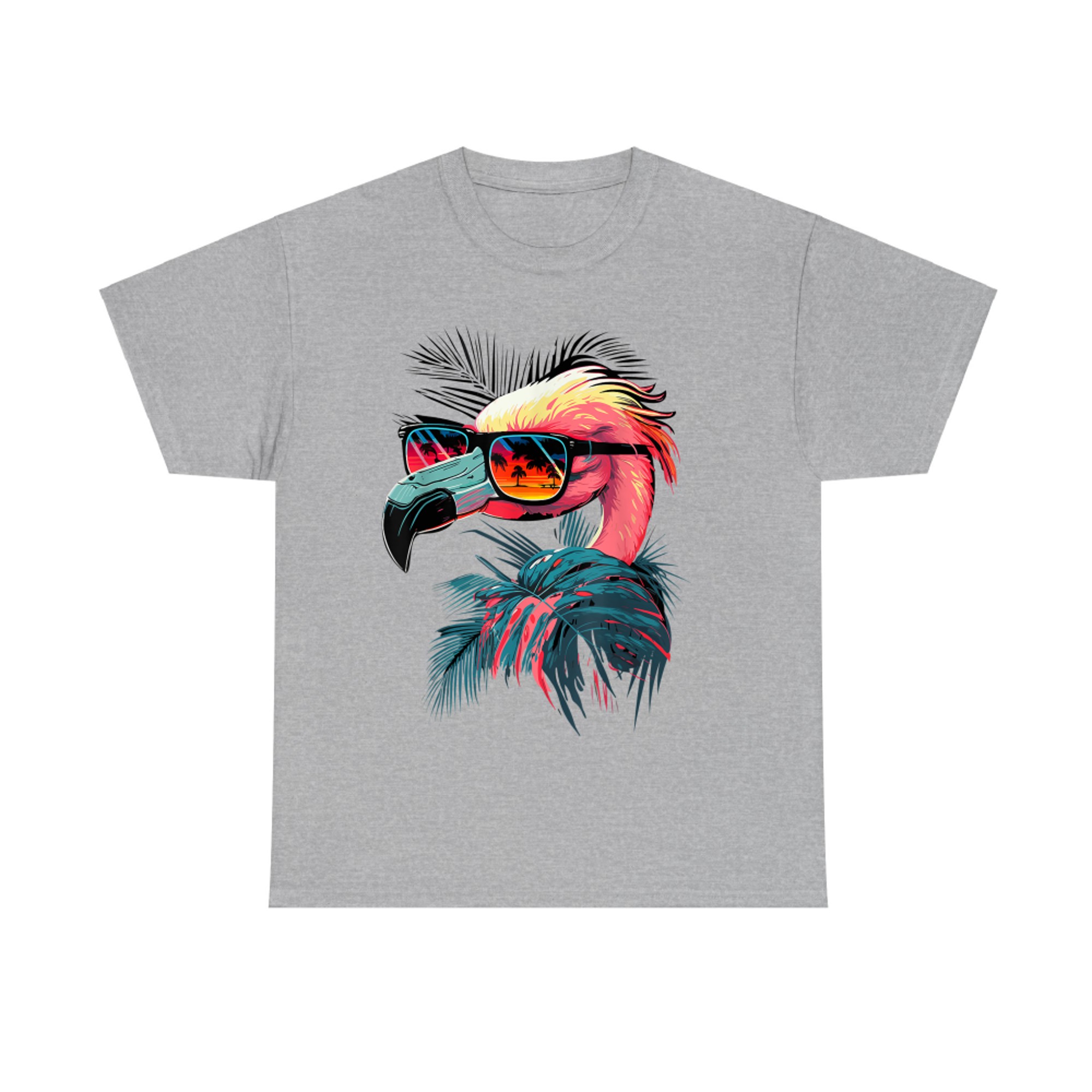 Cute Flamingo in Sunglasses Retro Vintage Funny Beach Summer T-Shirt