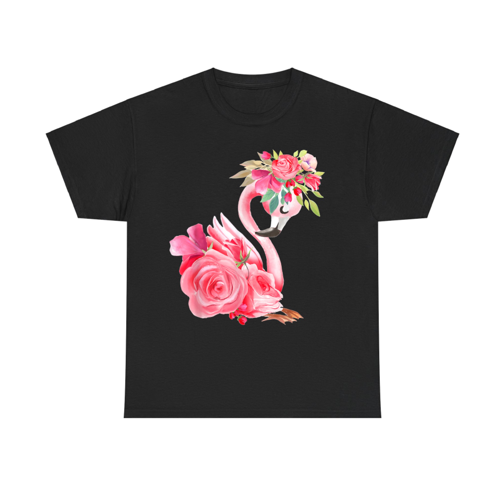 Cute Pink Dreaming Girl Baby Flamingo With Flowers T-Shirt