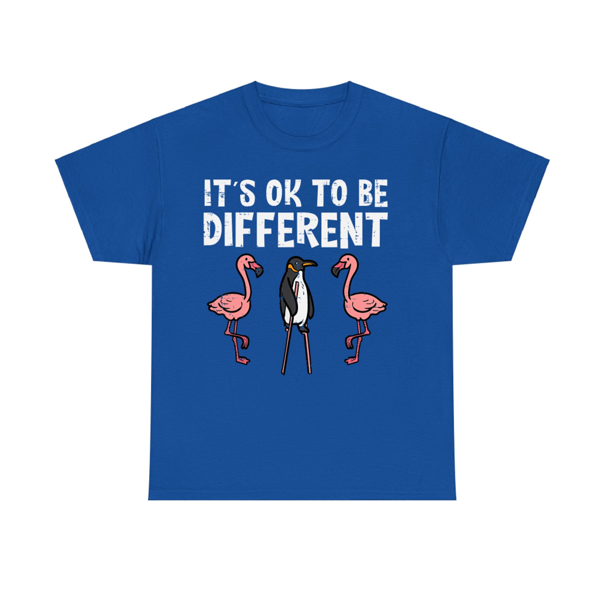 It’s OK to Be Different Cute Penguin and Flamingo Positive Message T-Shirt