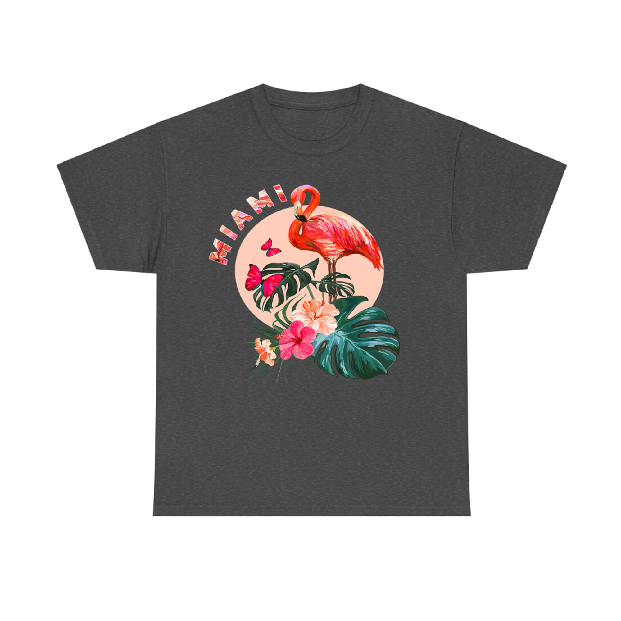 Miami Beach Florida Flamingo Sunset Flowers Miami Souvenir T-Shirt