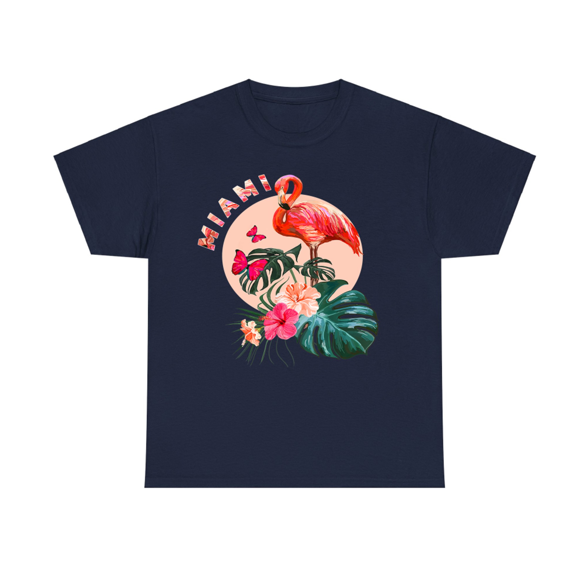 Miami Beach Florida Flamingo Sunset Flowers Miami Souvenir T-Shirt