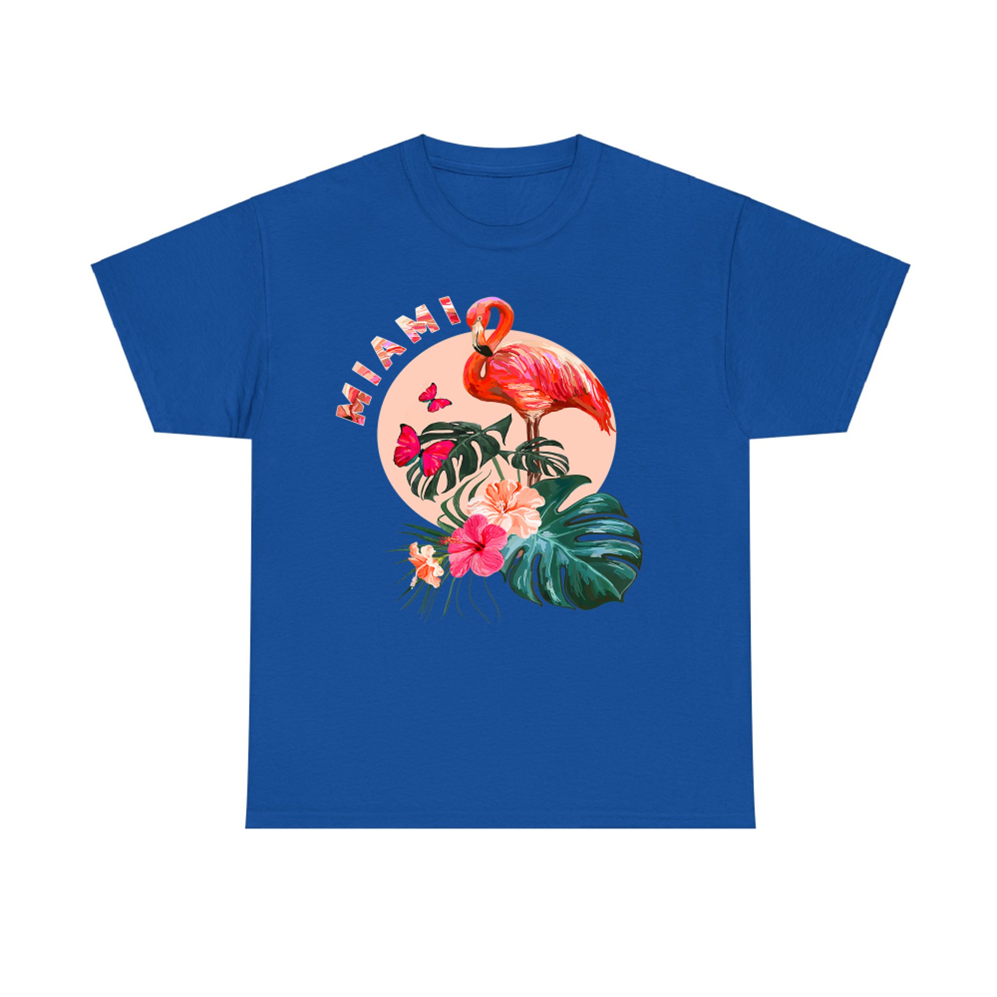 Miami Beach Florida Flamingo Sunset Flowers Miami Souvenir T-Shirt