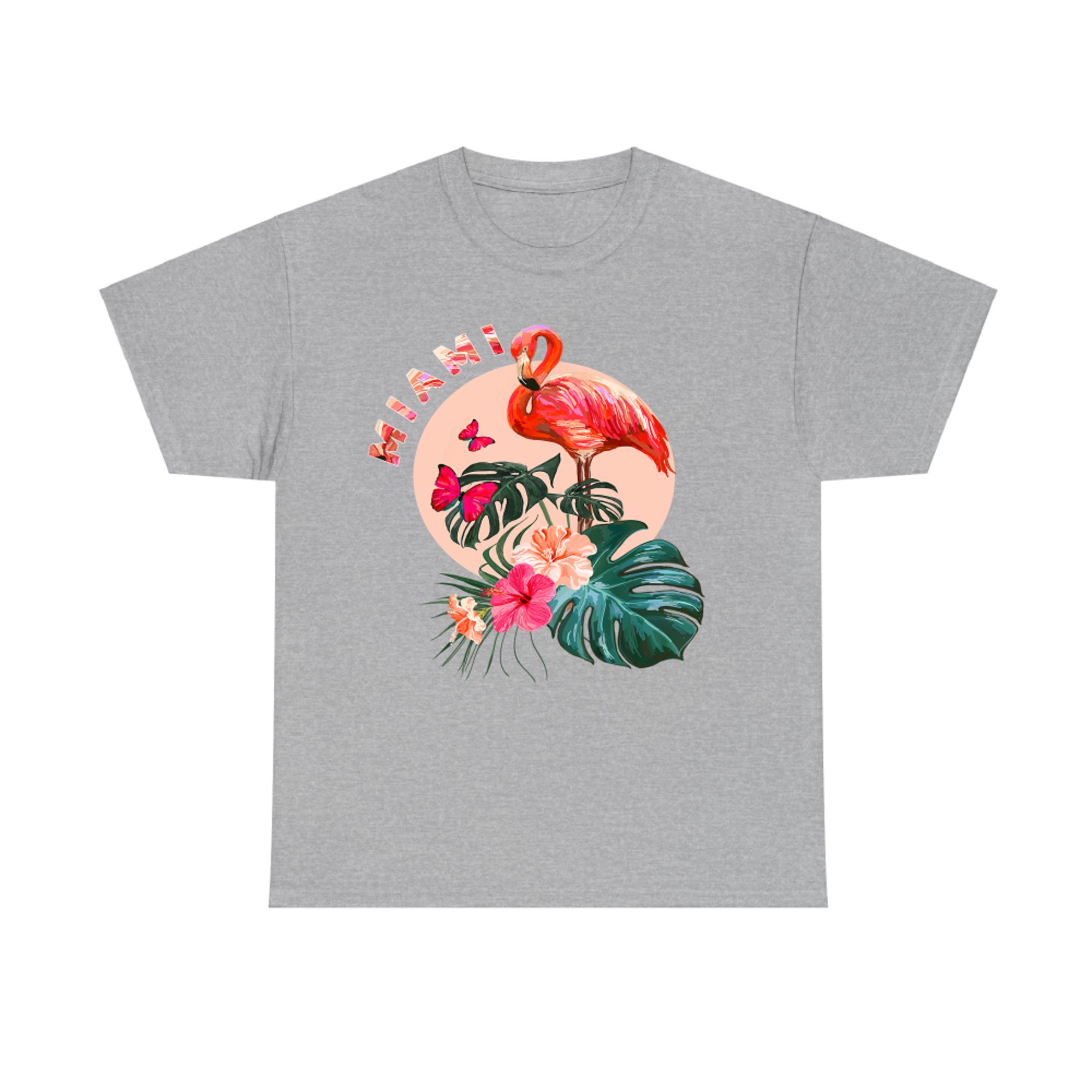 Miami Beach Florida Flamingo Sunset Flowers Miami Souvenir T-Shirt