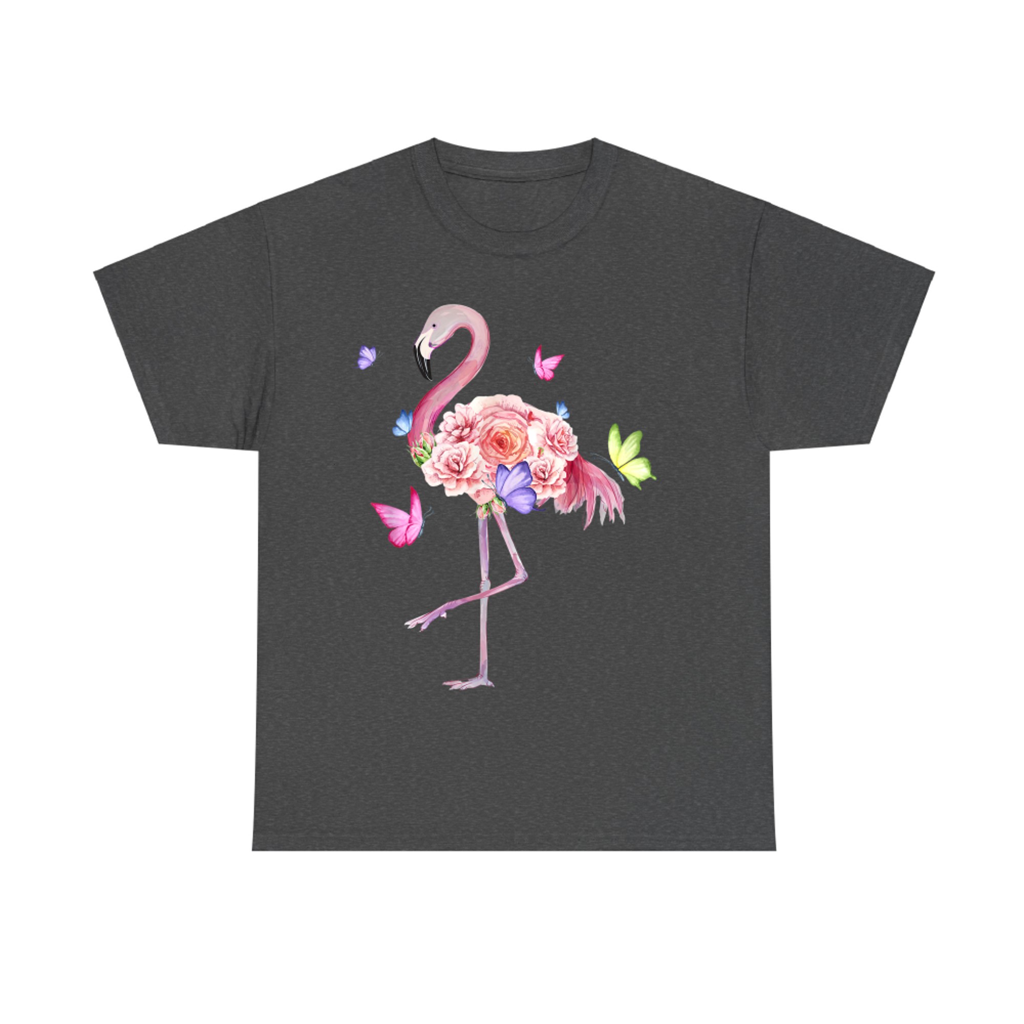 Nature Pink Flowers Pretty Flamingo in Blooming Flowers T-Shirt