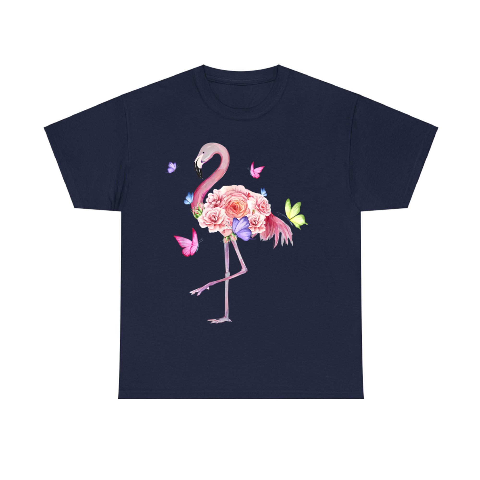 Nature Pink Flowers Pretty Flamingo in Blooming Flowers T-Shirt