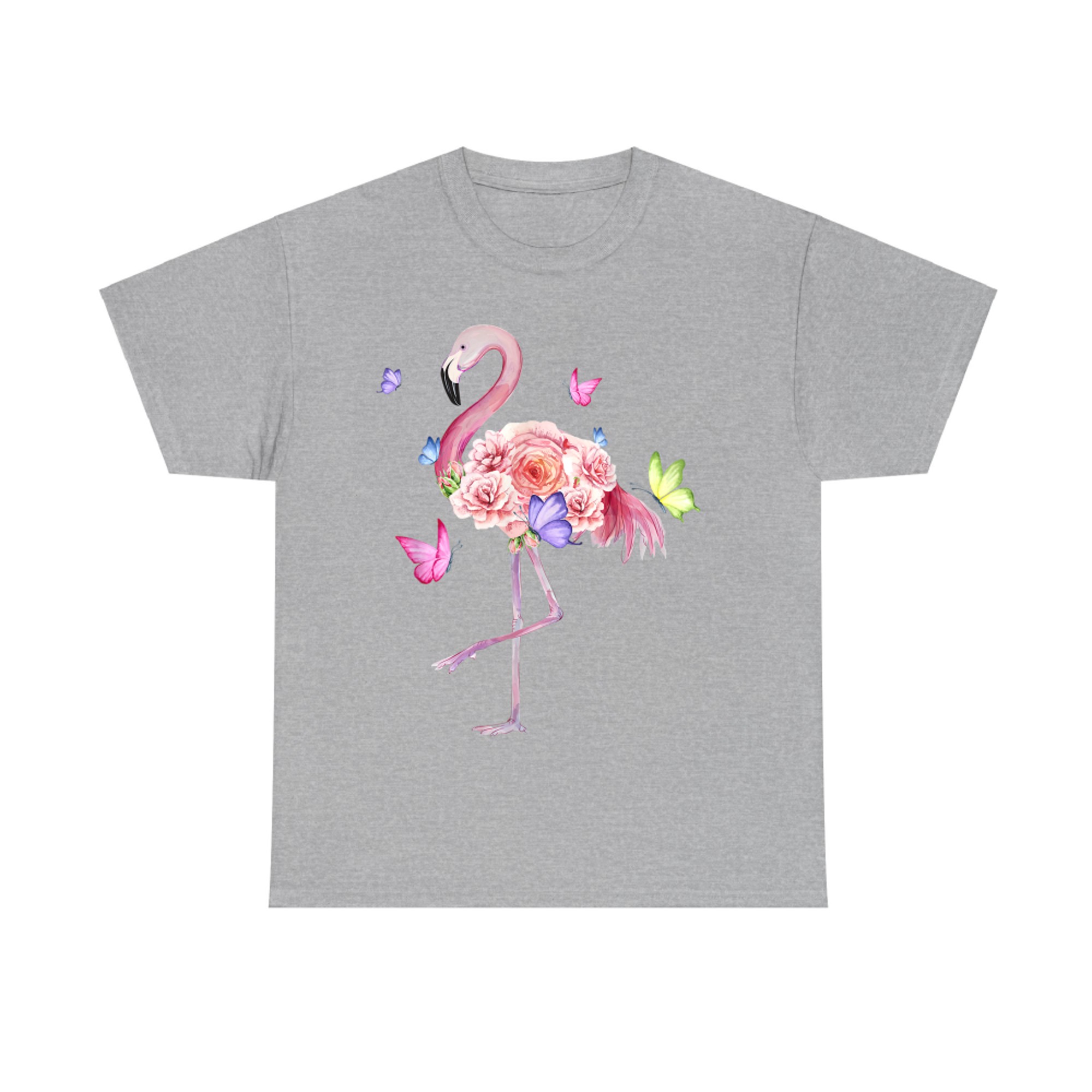 Nature Pink Flowers Pretty Flamingo in Blooming Flowers T-Shirt
