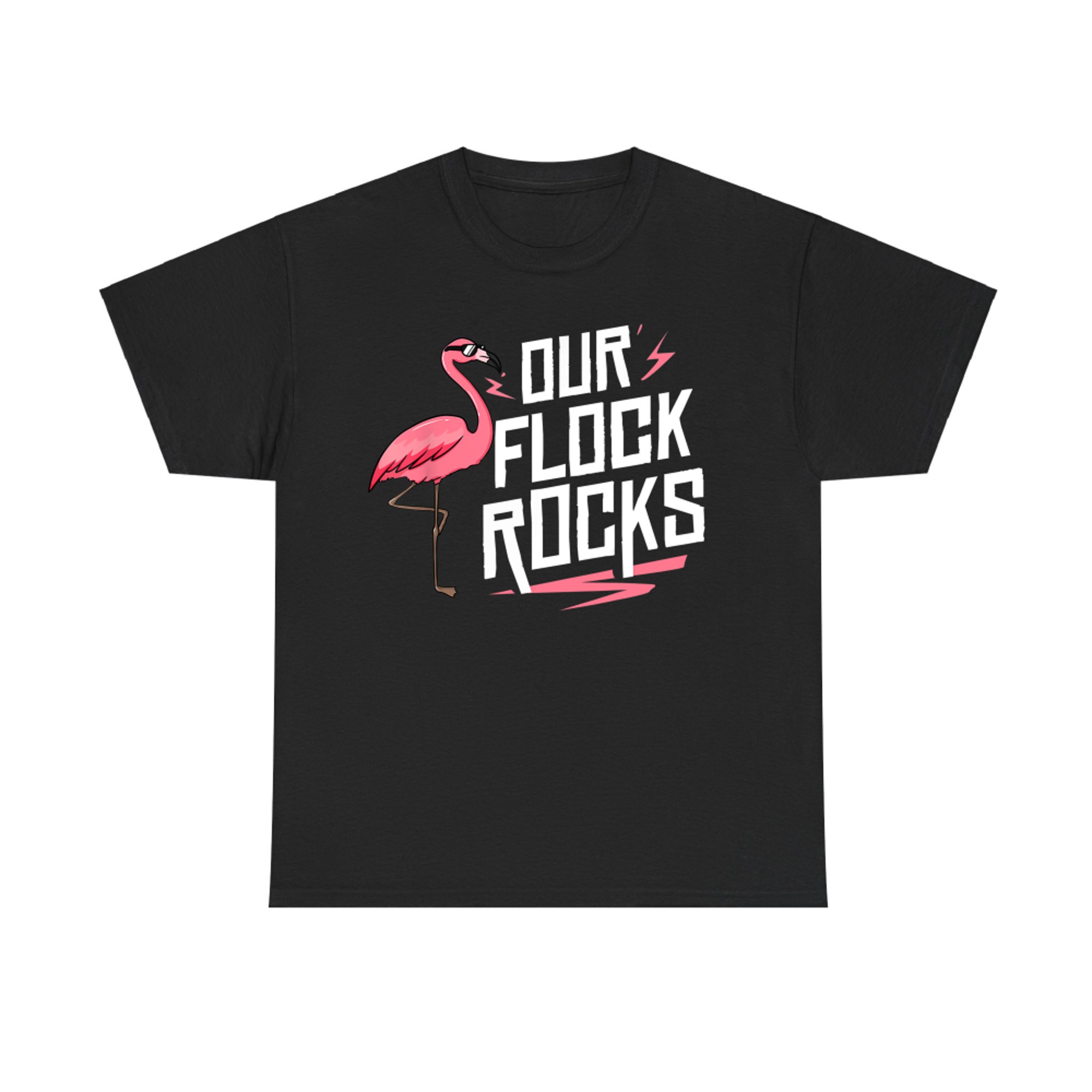 Our Flock Rocks Funny Flamingo – Summer Matching Team T-Shirt