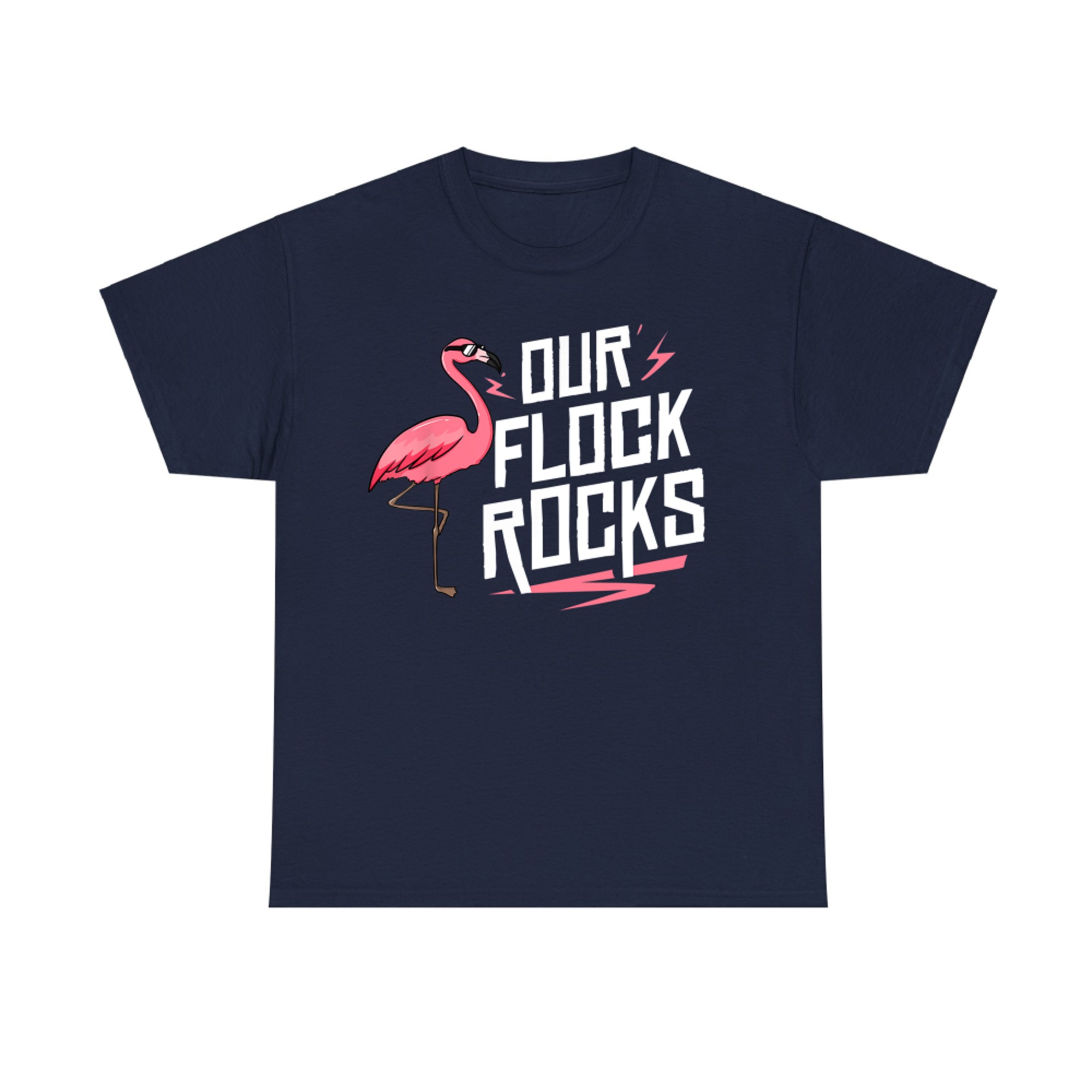 Our Flock Rocks Funny Flamingo – Summer Matching Team T-Shirt