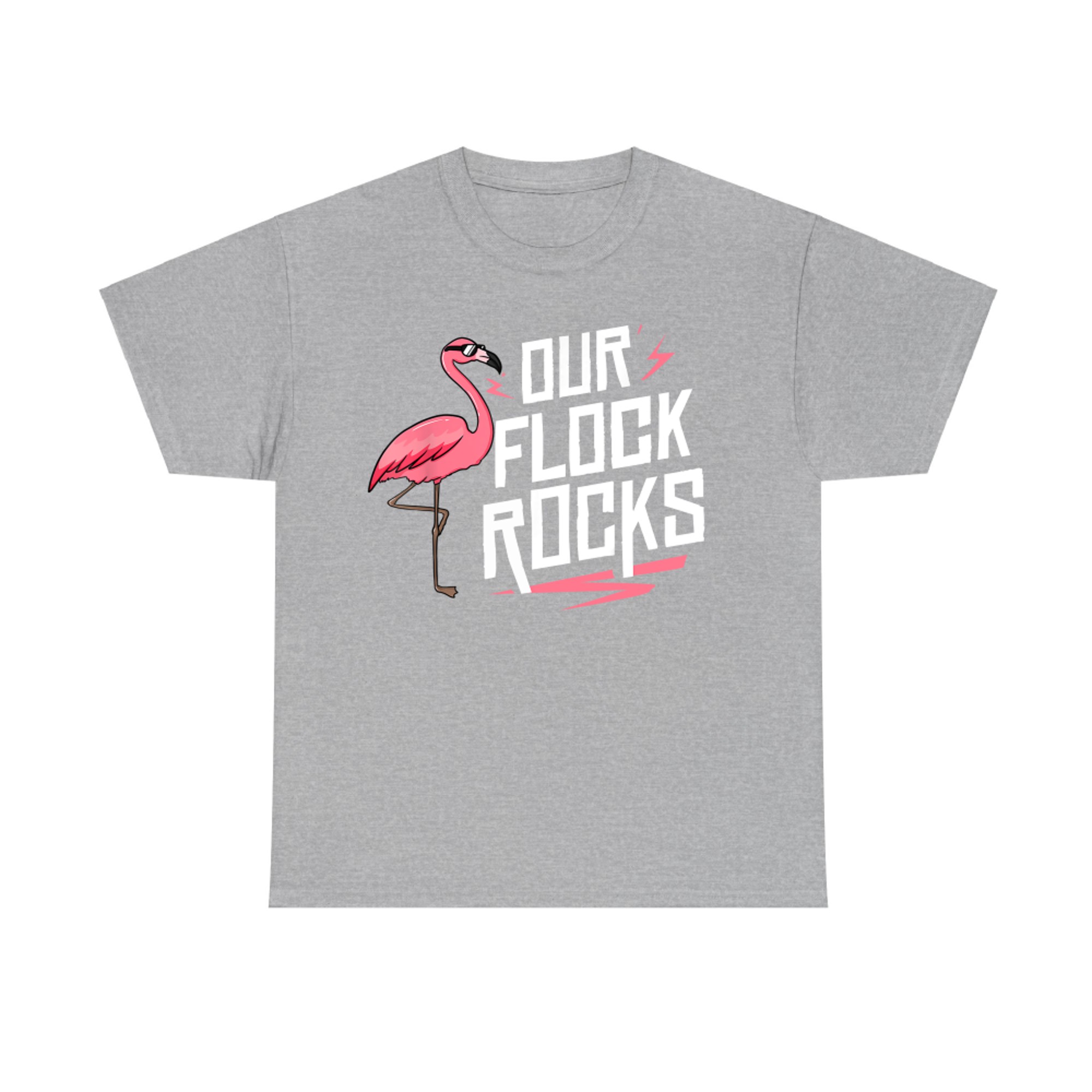 Our Flock Rocks Funny Flamingo – Summer Matching Team T-Shirt