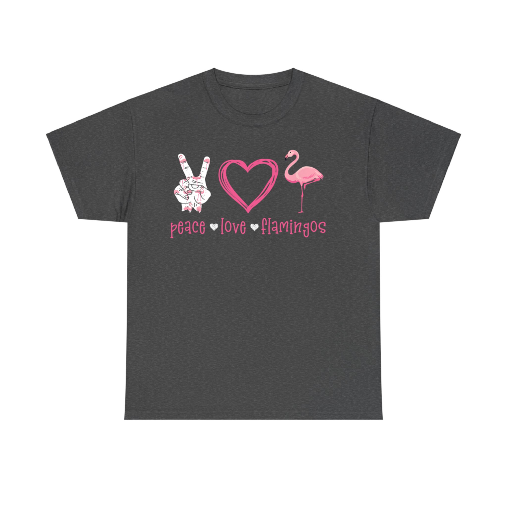 Peace Love Flamingo Hand Sign Heart Flamingo Lovers T-Shirt