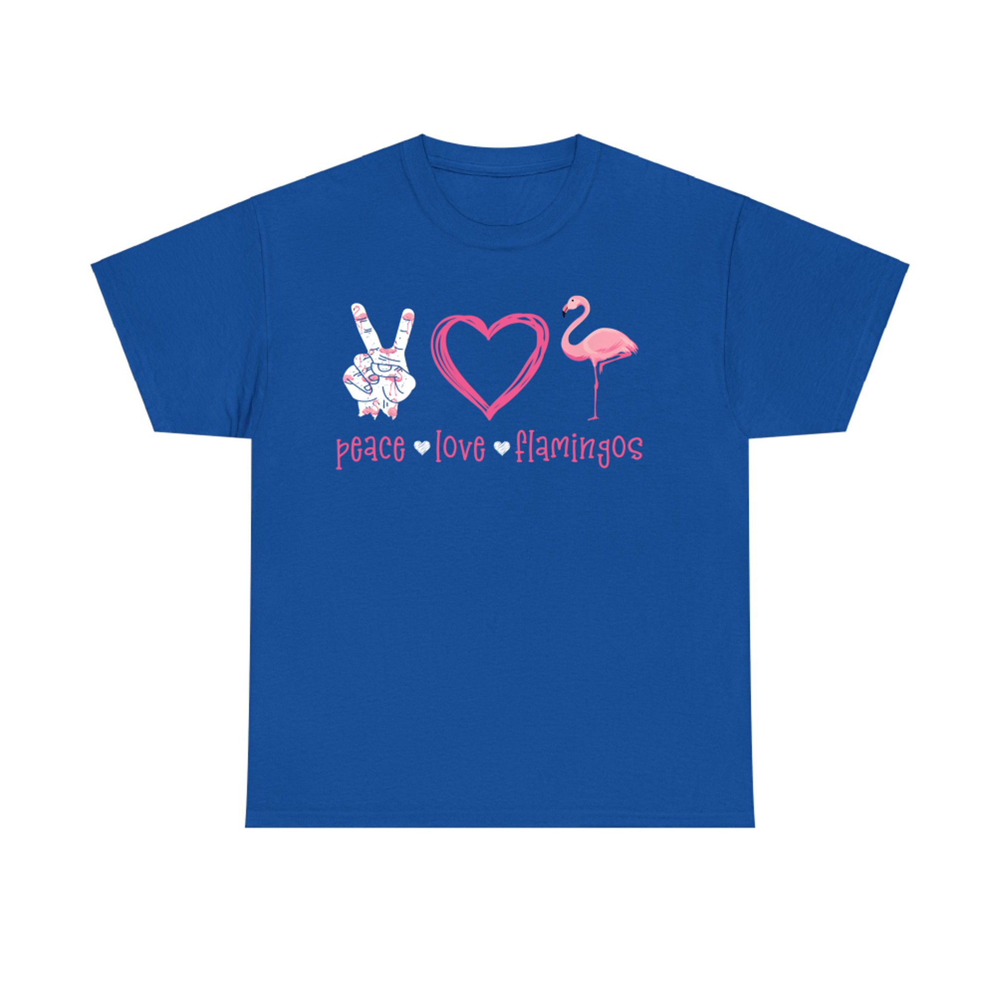 Peace Love Flamingo Hand Sign Heart Flamingo Lovers T-Shirt