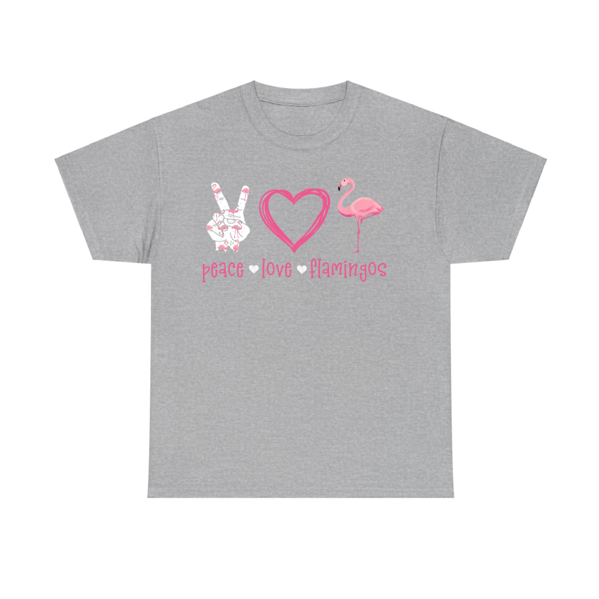 Peace Love Flamingo Hand Sign Heart Flamingo Lovers T-Shirt