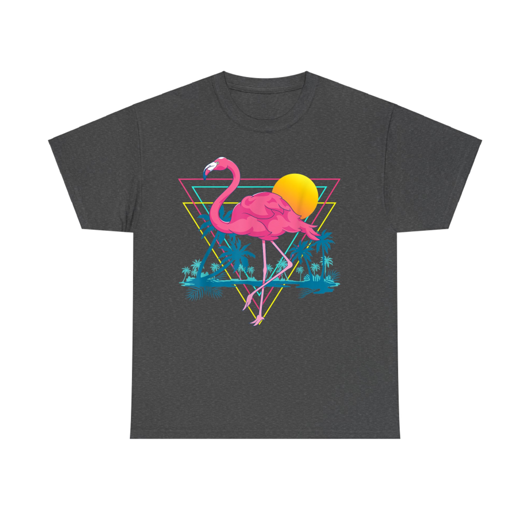Pink Flamingo Beach Summer Vibes Palm Trees Tropical Summer T-Shirt