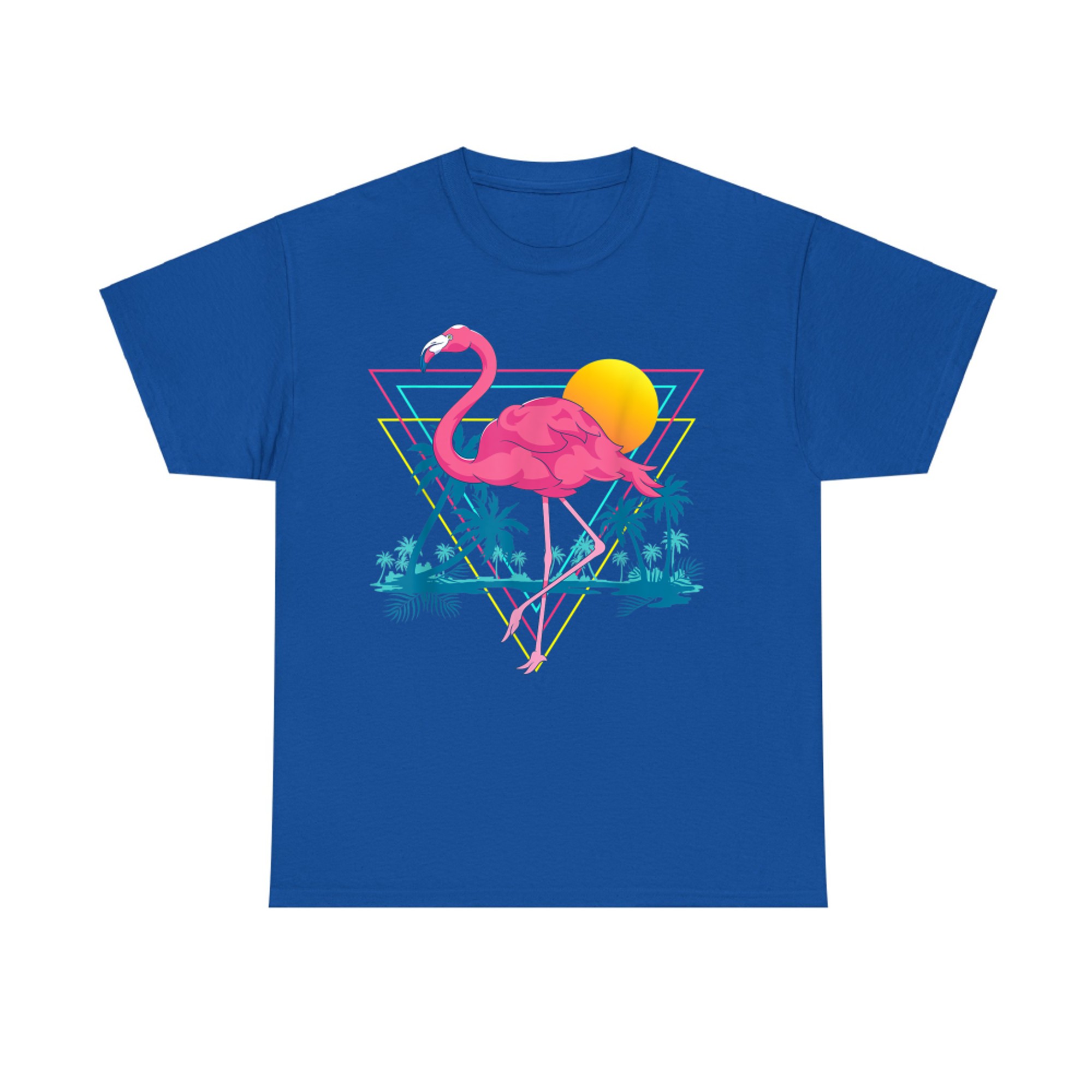 Pink Flamingo Beach Summer Vibes Palm Trees Tropical Summer T-Shirt