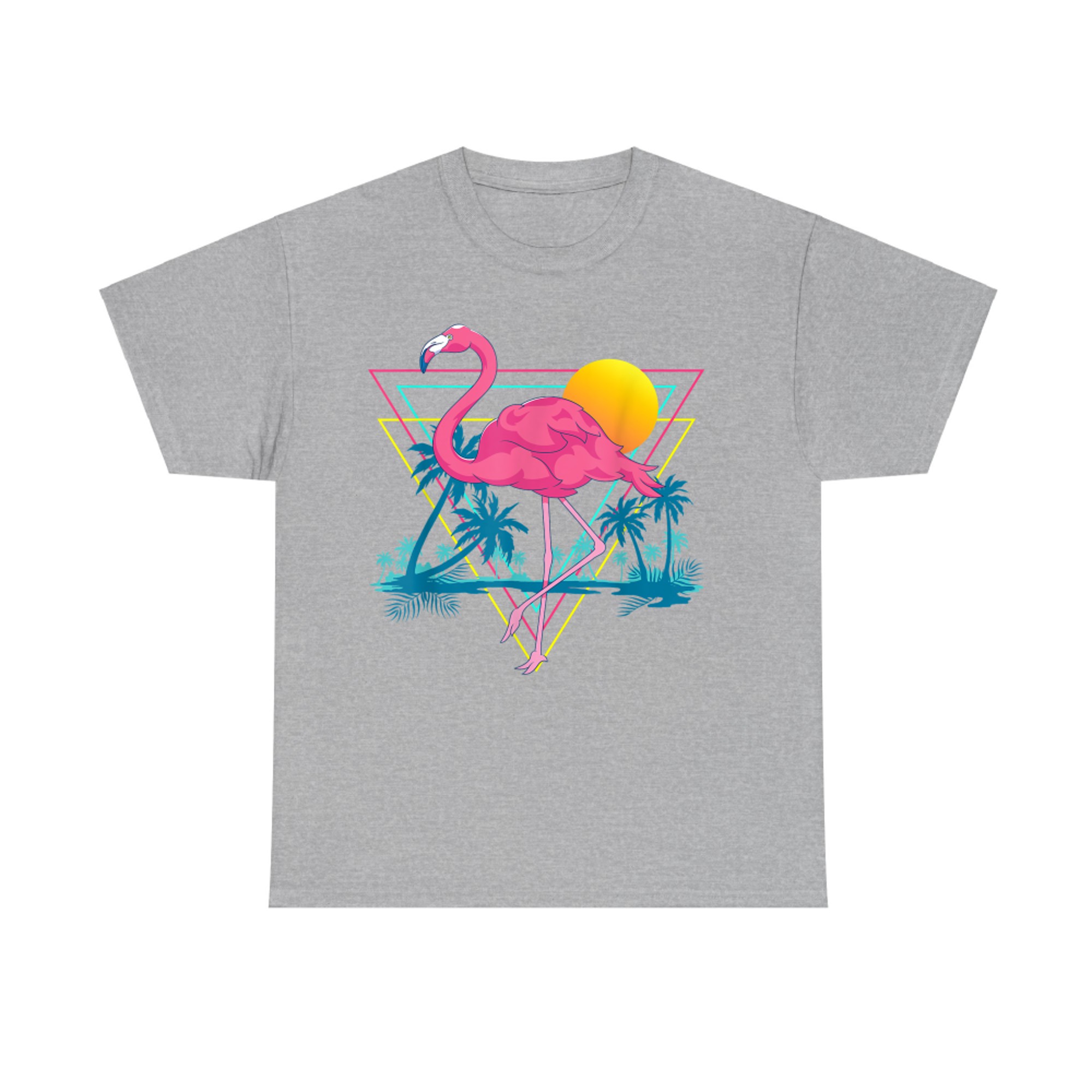 Pink Flamingo Beach Summer Vibes Palm Trees Tropical Summer T-Shirt