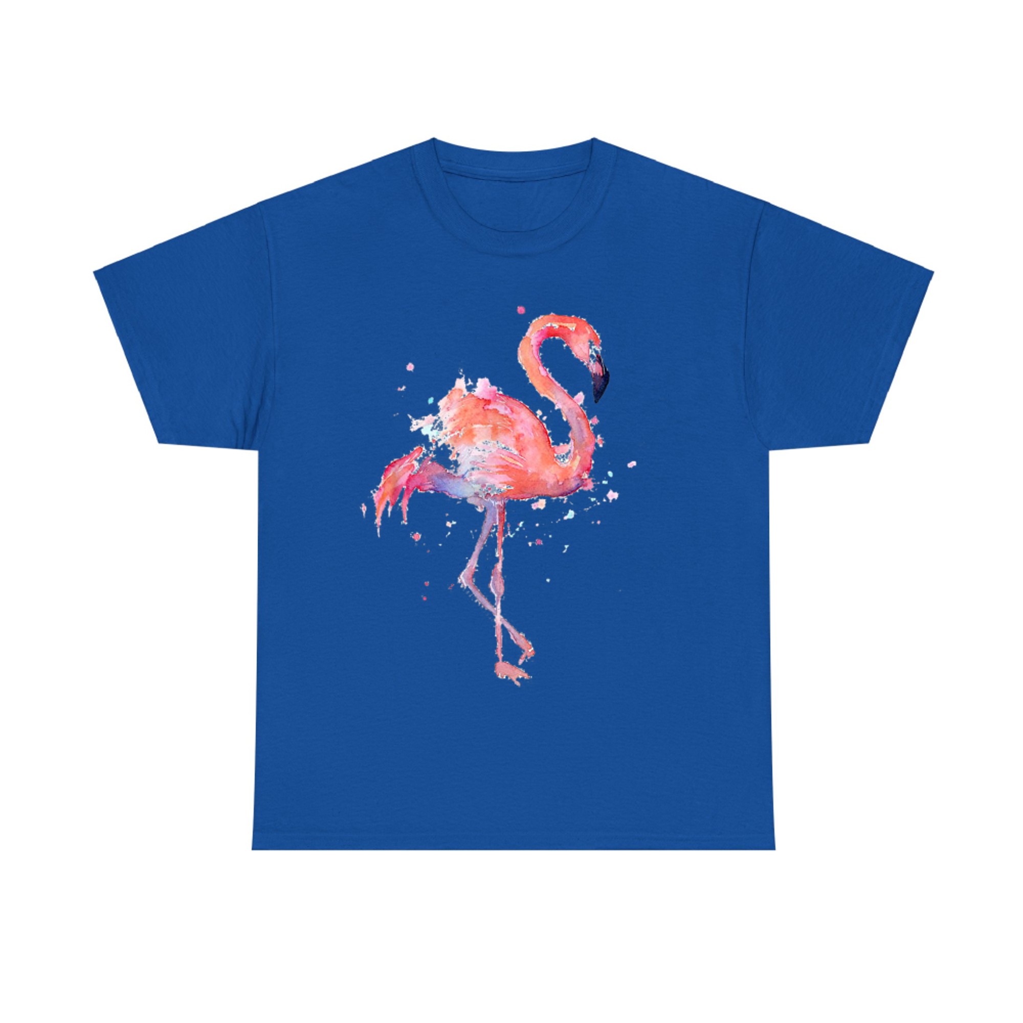 Pink Flamingo Bird Watercolor Artwork T-Shirt