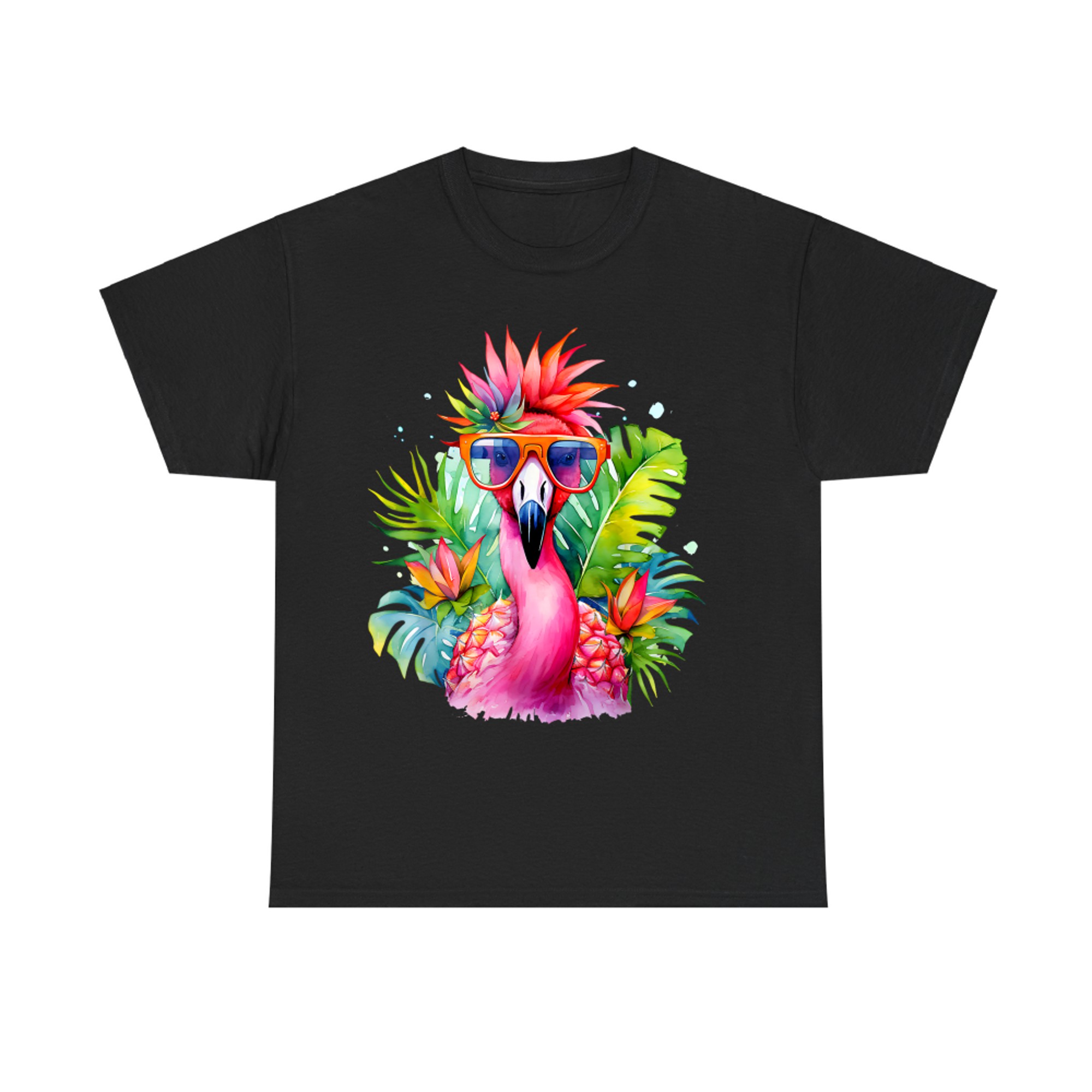 Pink Flamingo Party Tropical Bird with Sunglasses Vacation T-Shirt