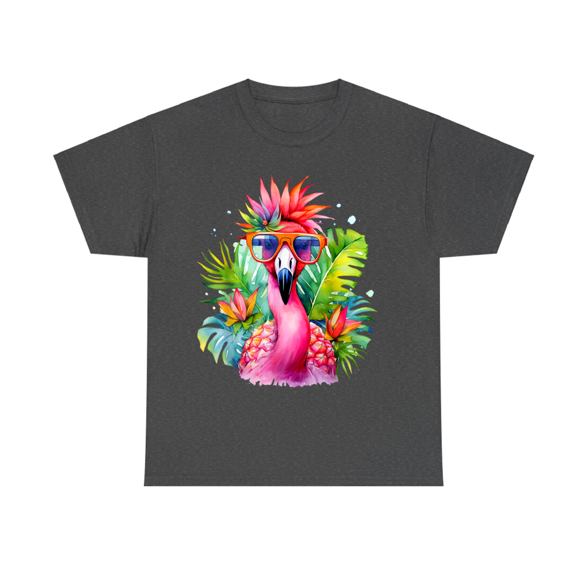 Pink Flamingo Party Tropical Bird with Sunglasses Vacation T-Shirt
