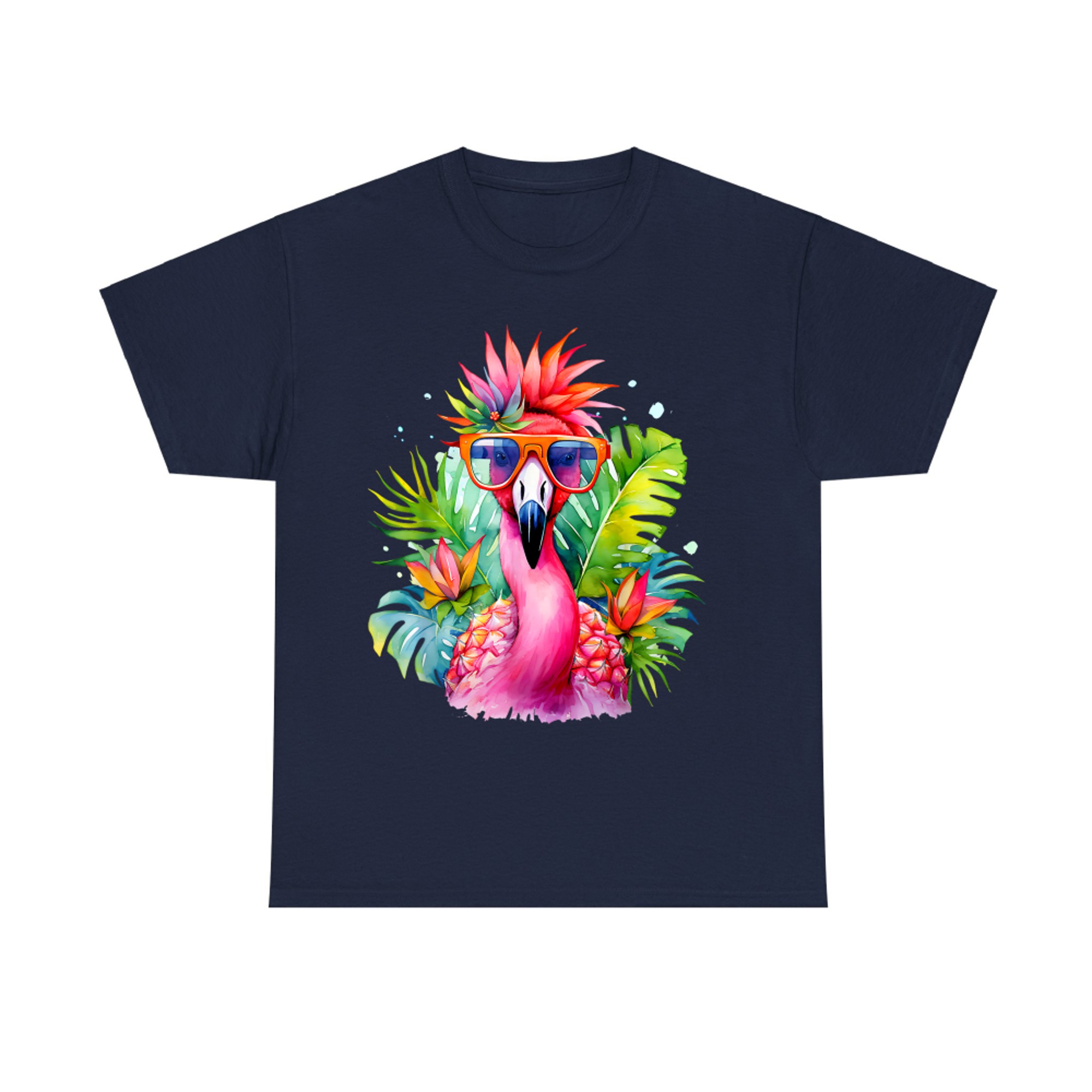 Pink Flamingo Party Tropical Bird with Sunglasses Vacation T-Shirt