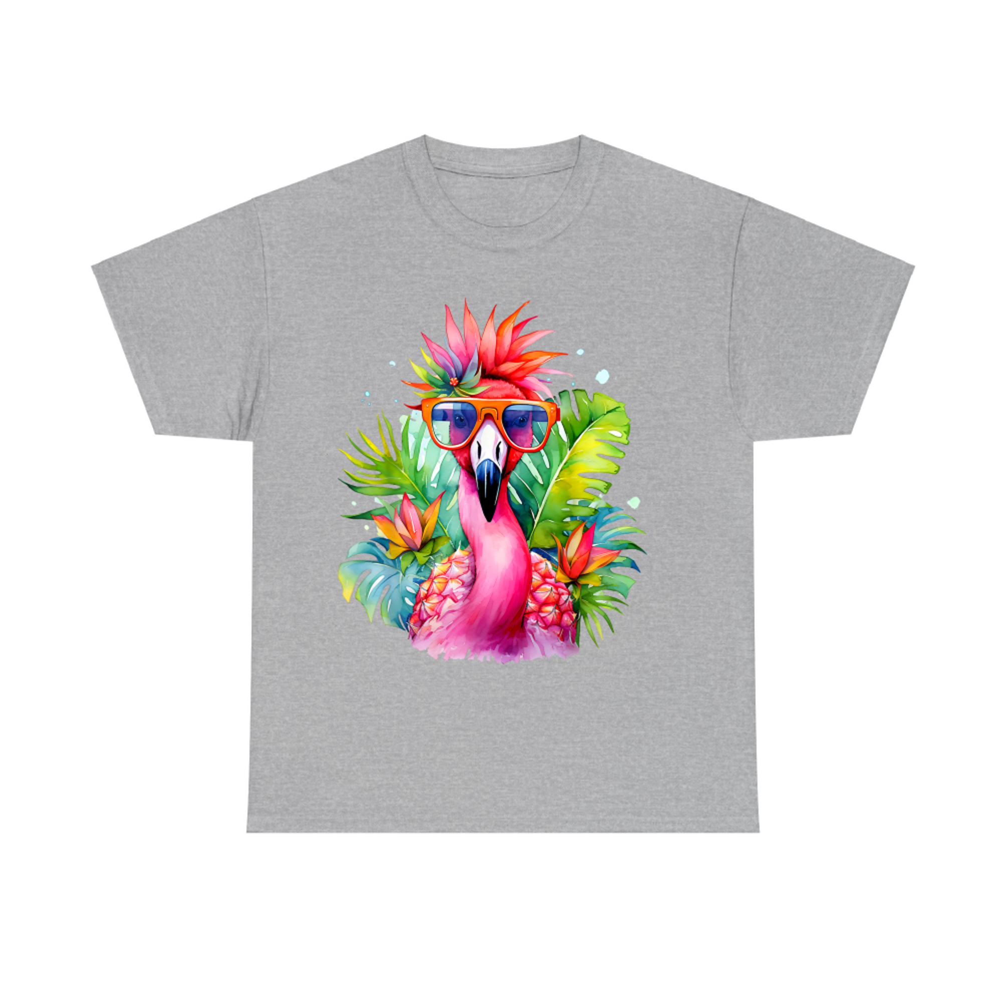 Pink Flamingo Party Tropical Bird with Sunglasses Vacation T-Shirt