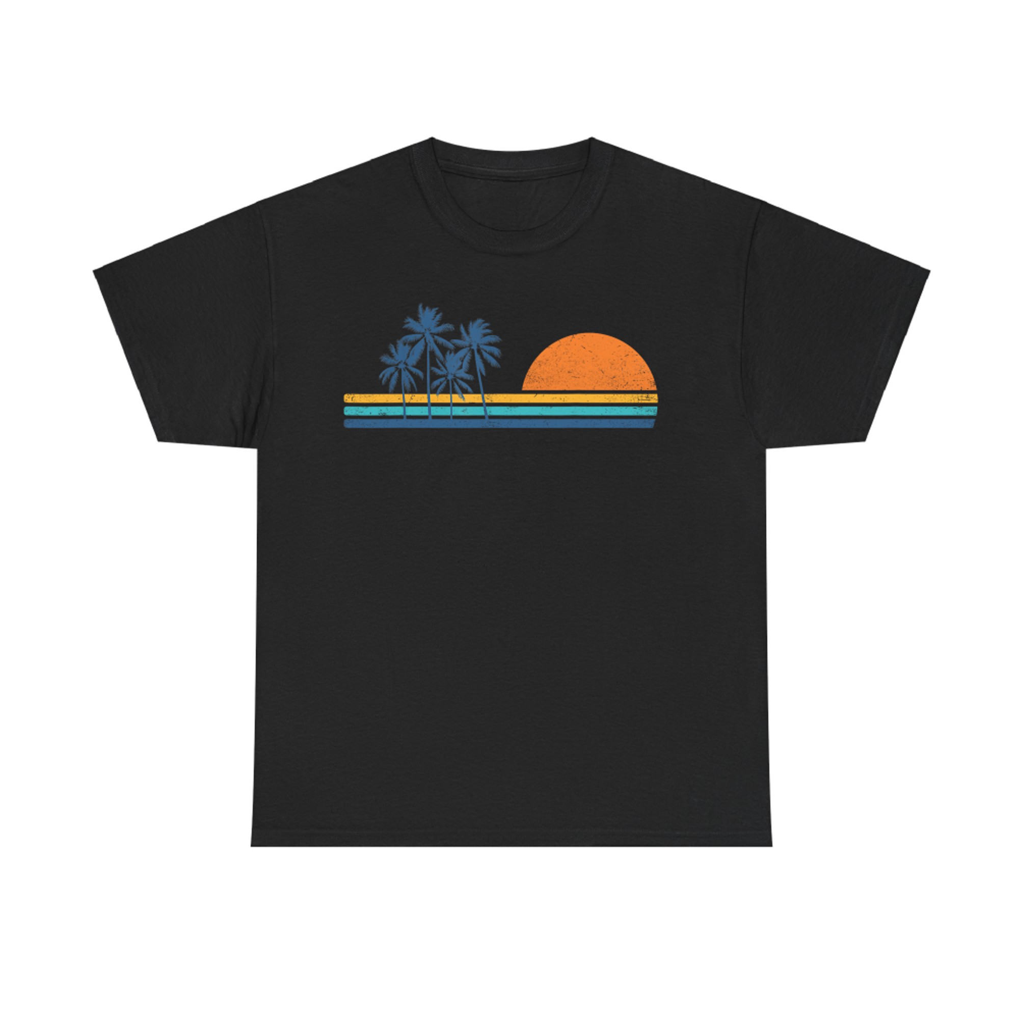 Retro 70s Sunset Palm Trees Vintage Tropical Beach Graphic T-Shirt