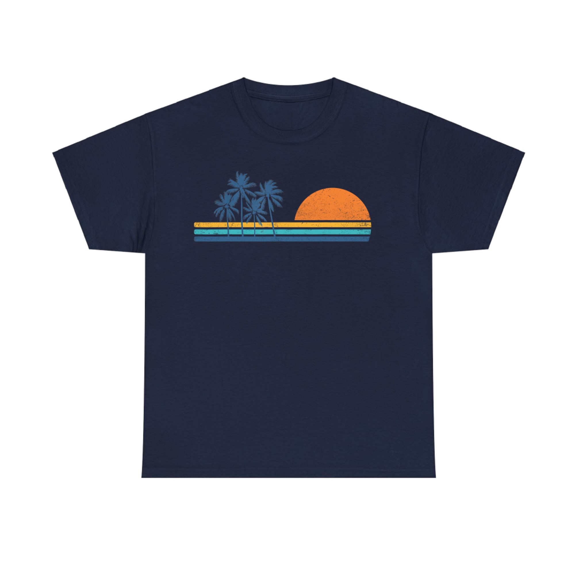 Retro 70s Sunset Palm Trees Vintage Tropical Beach Graphic T-Shirt