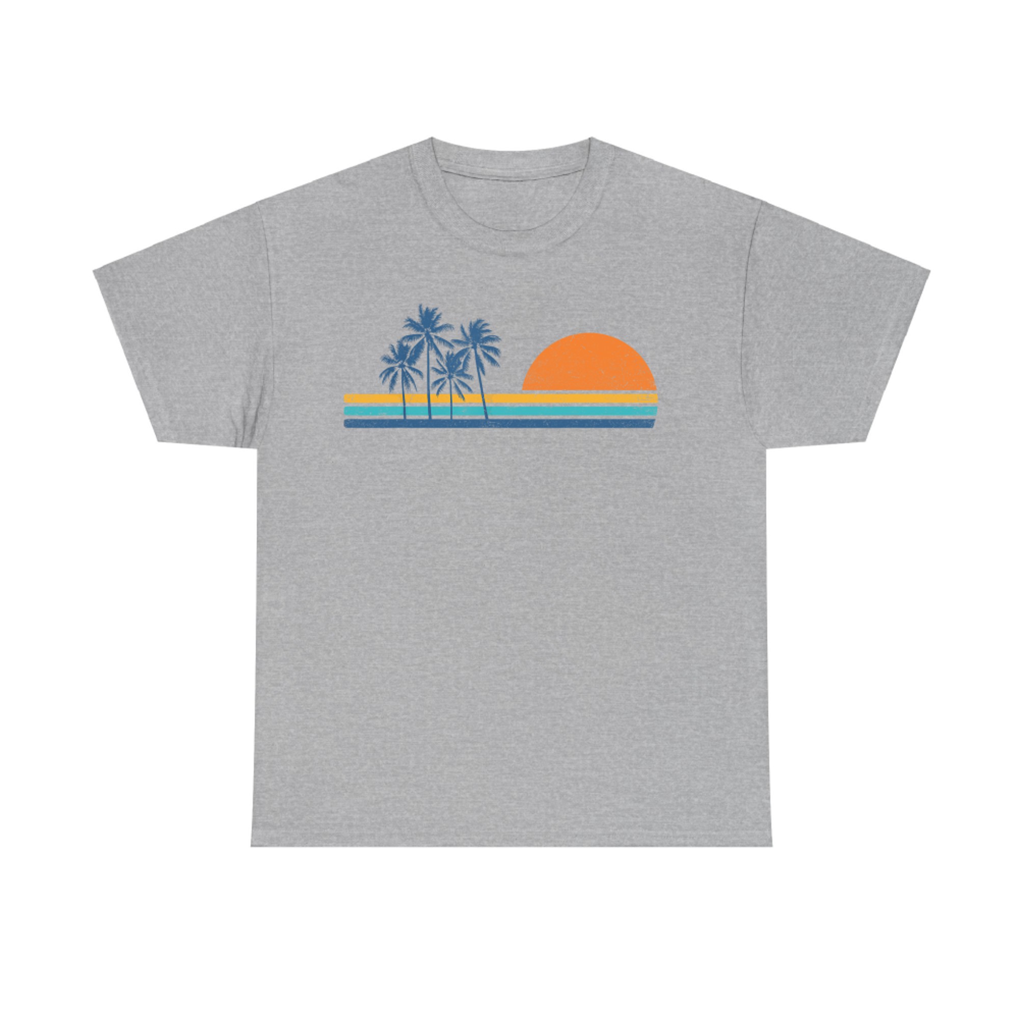 Retro 70s Sunset Palm Trees Vintage Tropical Beach Graphic T-Shirt