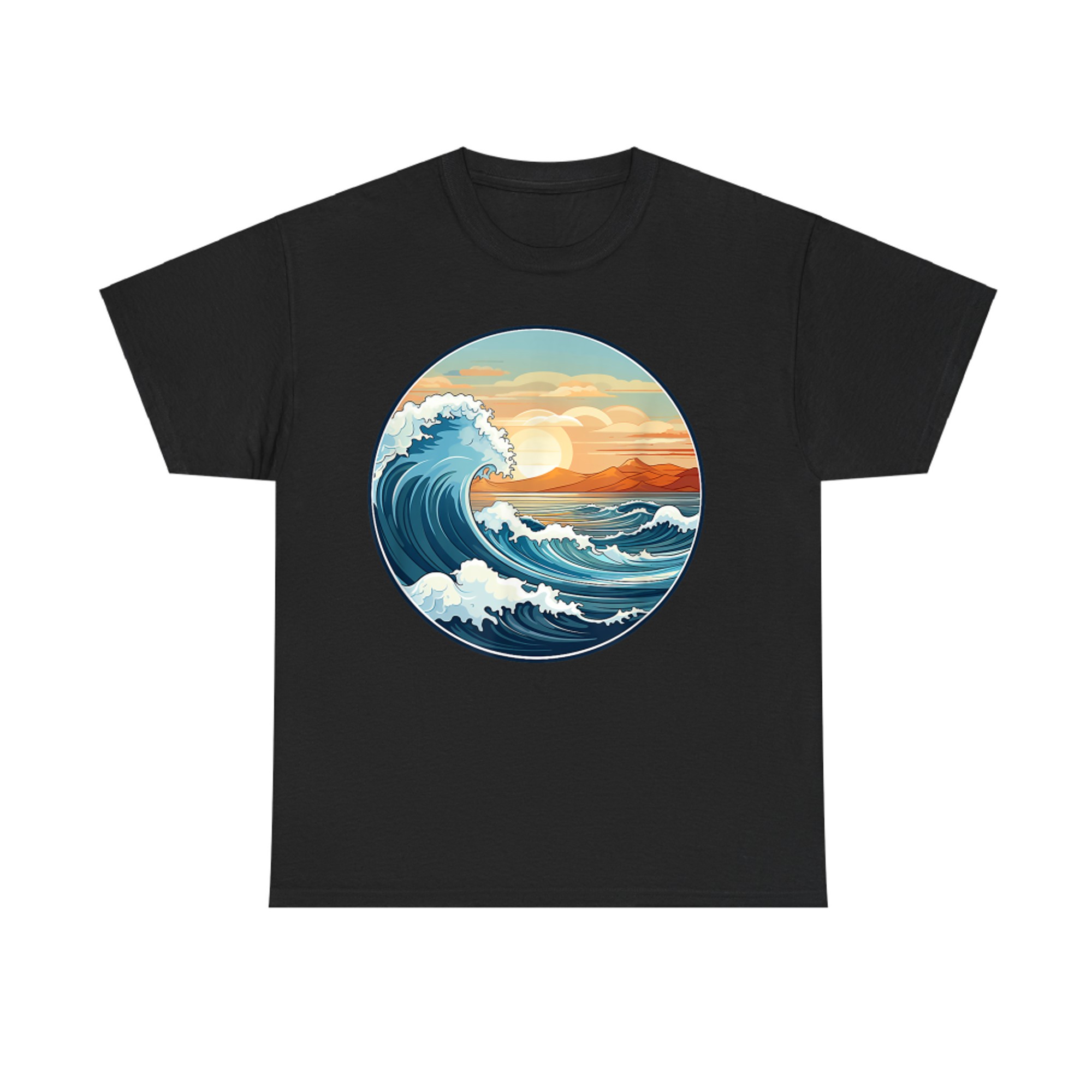 Surf The Wave Japanese Ocean Art Style Summer T-Shirt