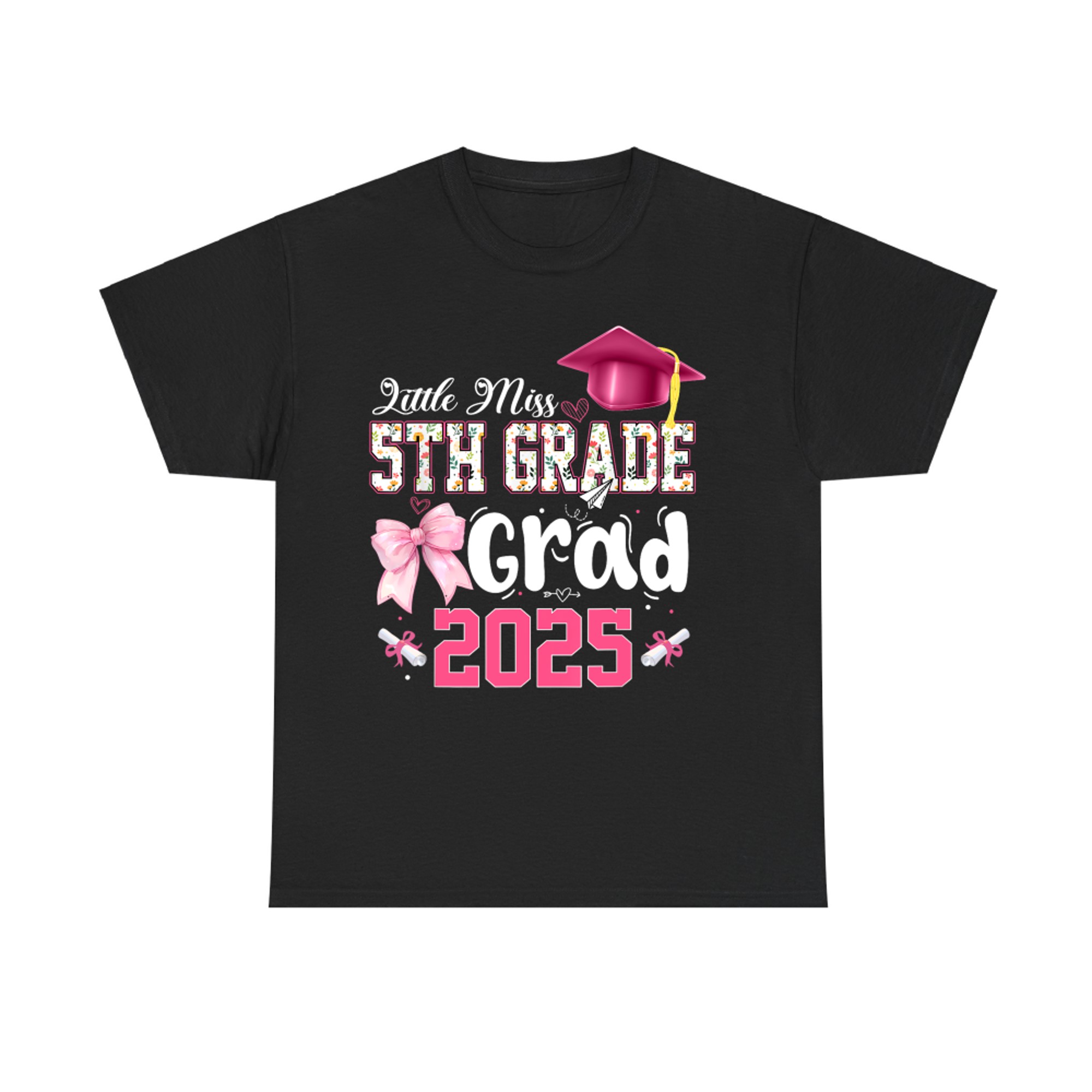 Little Miss 5th Grade Graduation Graduate Coquette Bow Kids T-Shirt