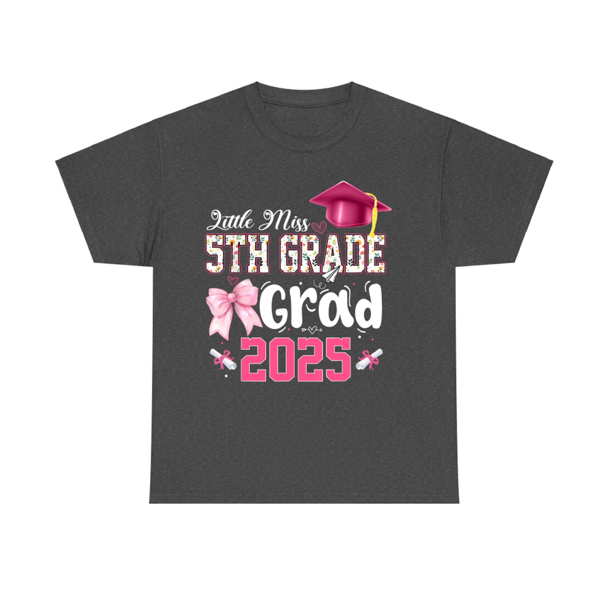 Little Miss 5th Grade Graduation Graduate Coquette Bow Kids T-Shirt
