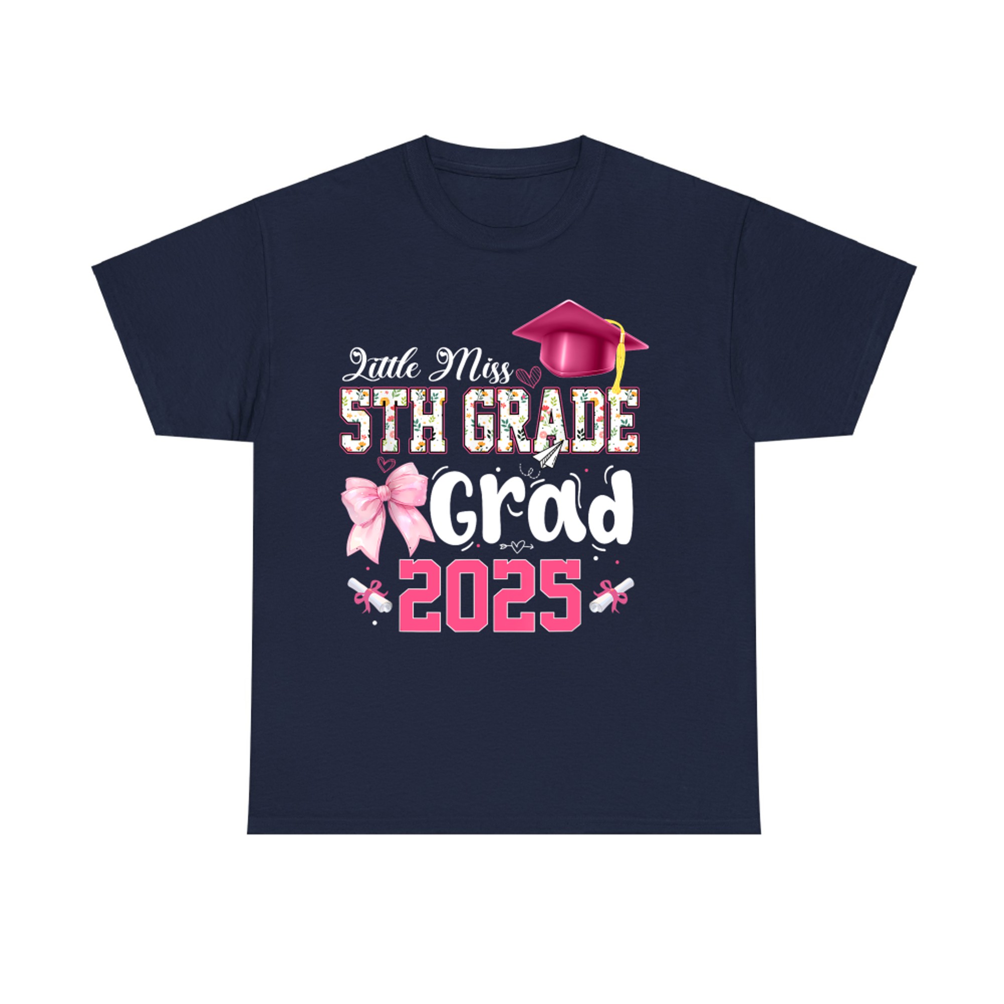 Little Miss 5th Grade Graduation Graduate Coquette Bow Kids T-Shirt