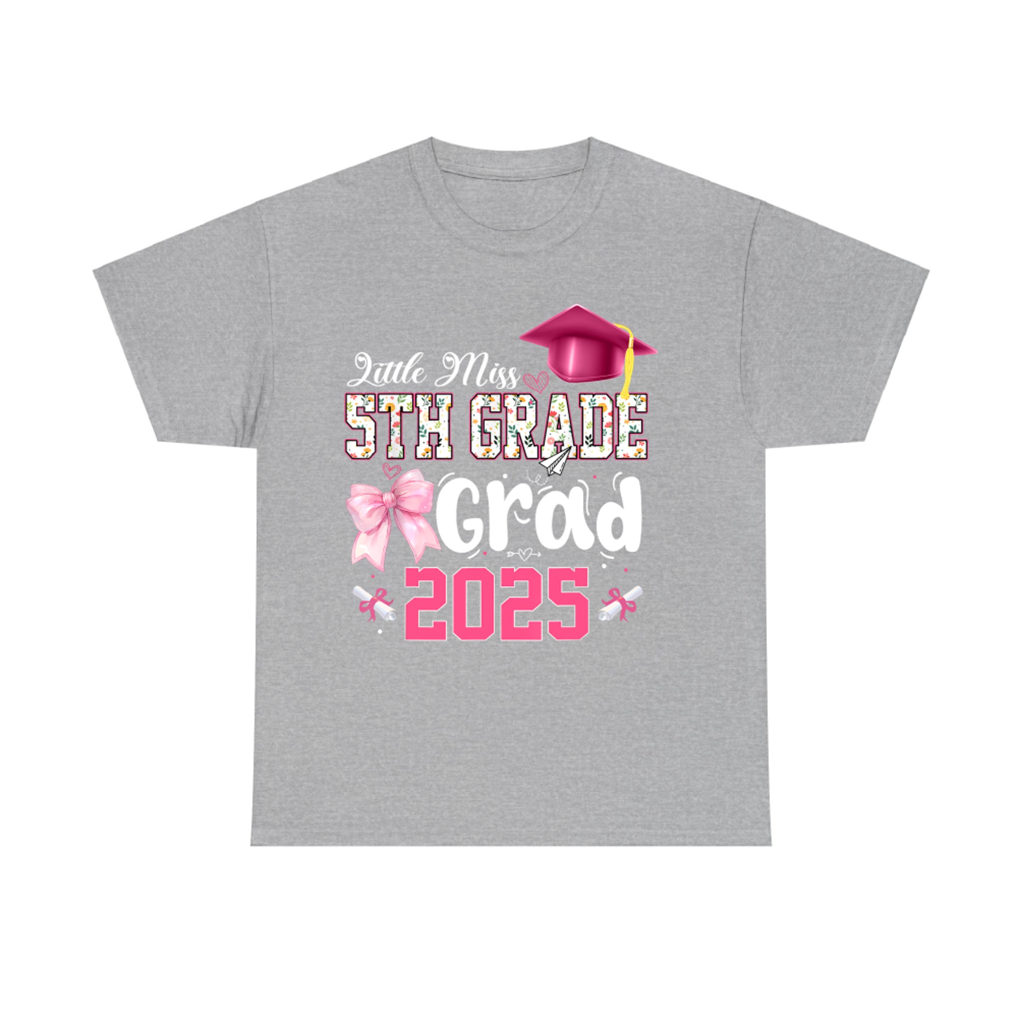Little Miss 5th Grade Graduation Graduate Coquette Bow Kids T-Shirt